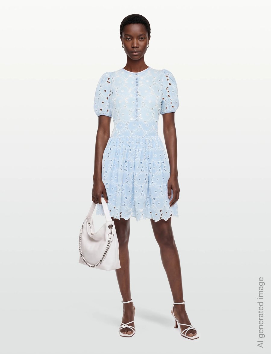 by Ti Mo - Broderie Anglaise Puffed Dress - sommerkleider - 010 - light blue - 0