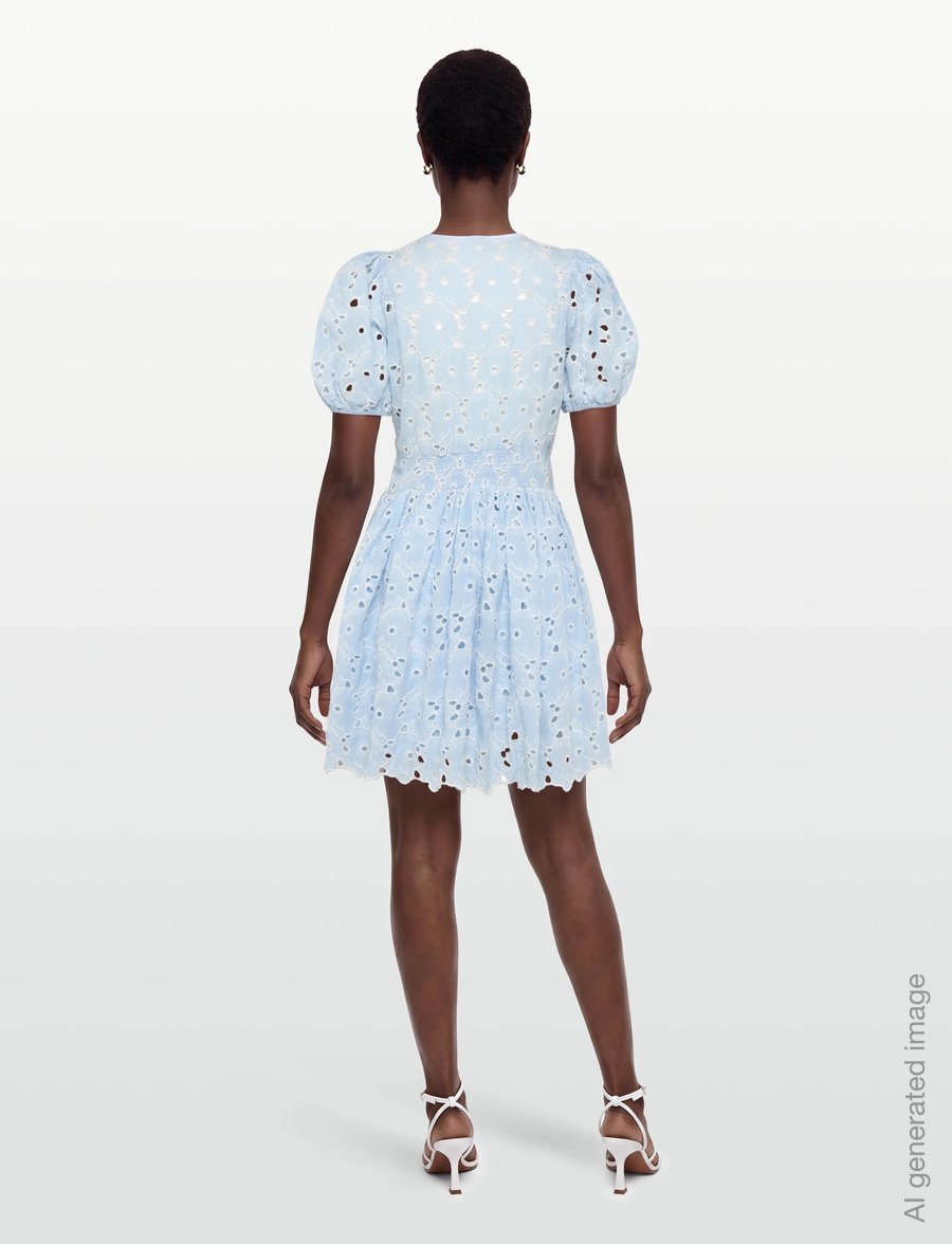 by Ti Mo - Broderie Anglaise Puffed Dress - sommerkleider - 010 - light blue - 4