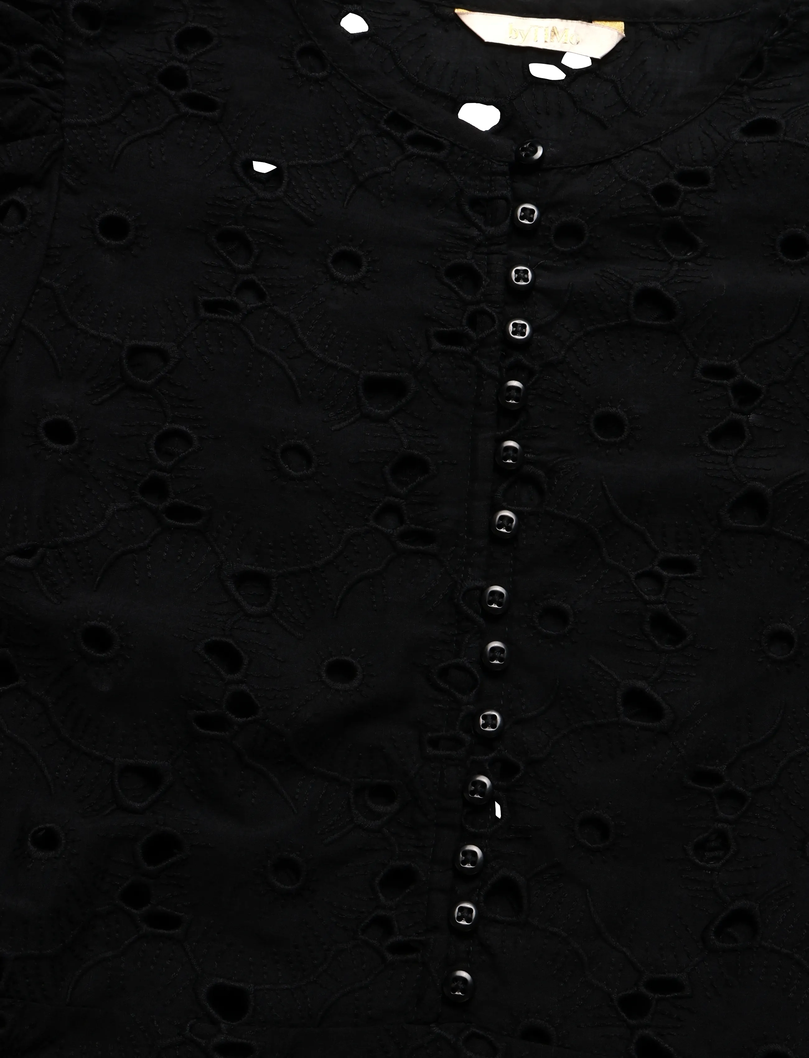 by Ti Mo - Broderie Anglaise Puffed Dress - sommerkleider - 099 - black - 2