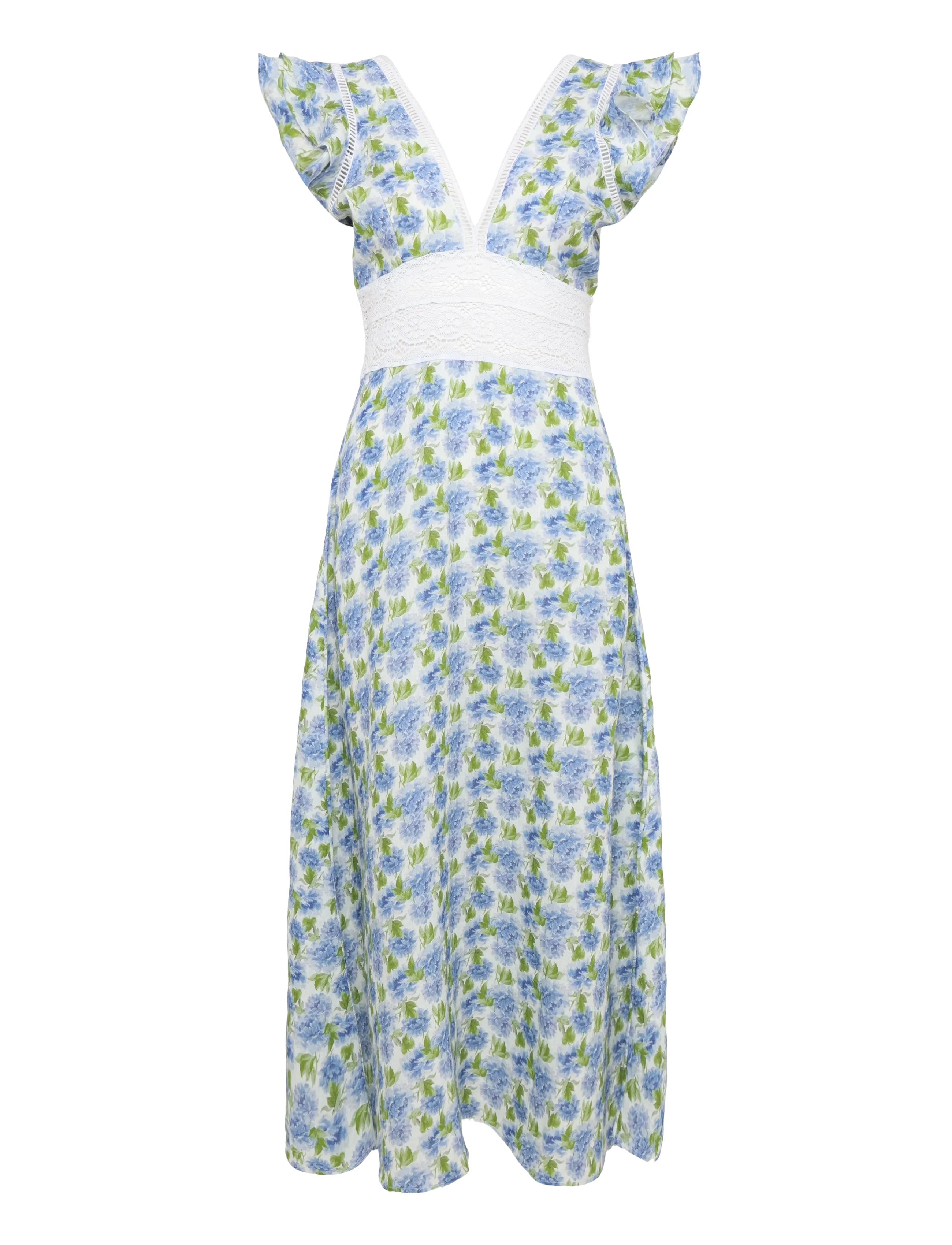 by Ti Mo Linen V-Neck Dress - Suvekleidid - 786 - PEONY / white