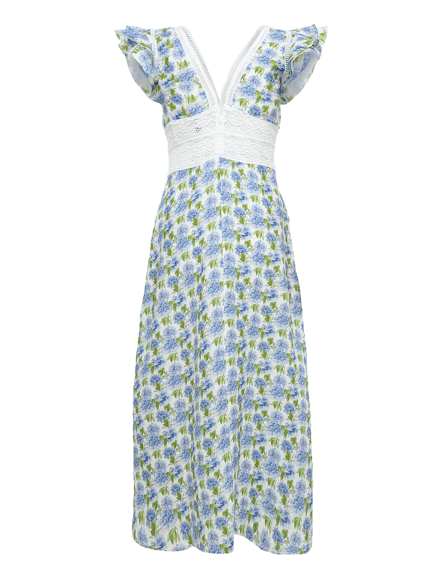 by Ti Mo - Linen V-Neck Dress - konfirmation - 786 - peony - 2