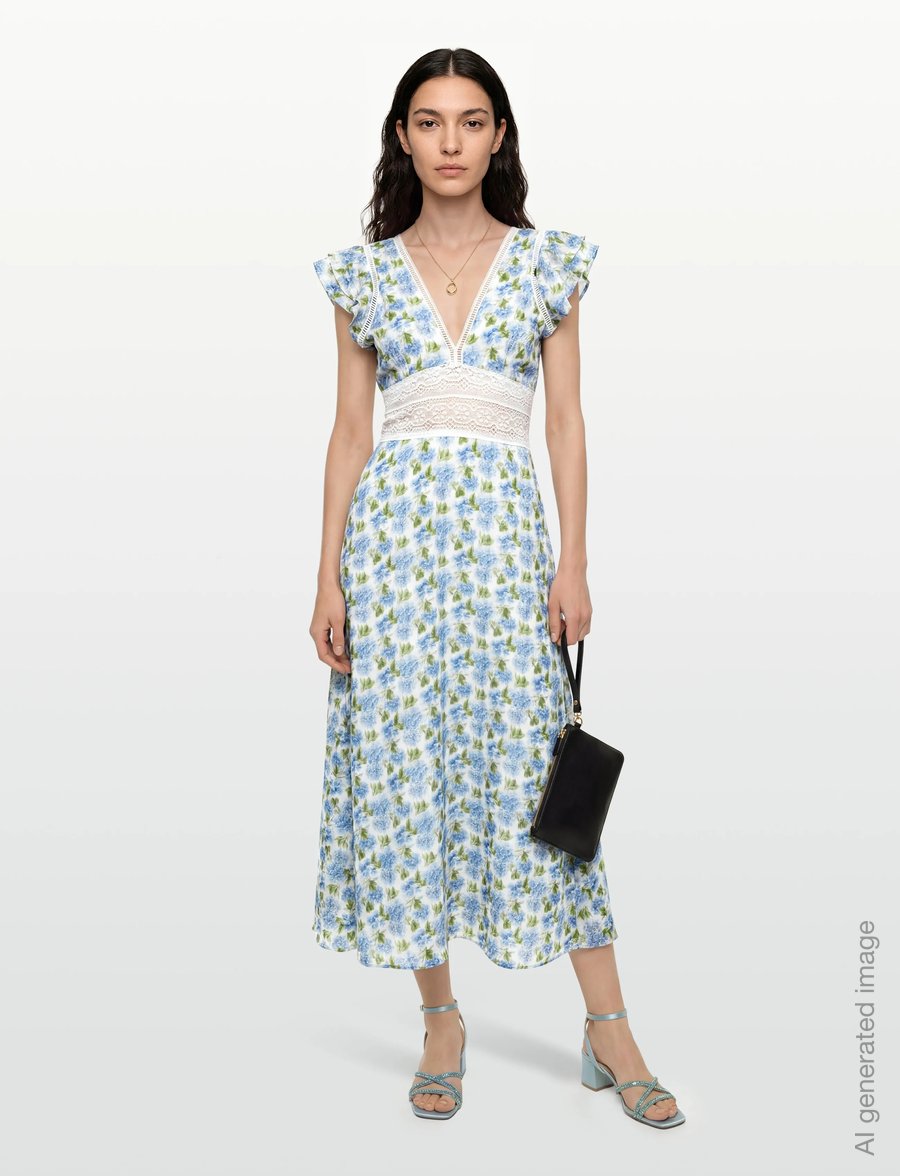 by Ti Mo - Linen V-Neck Dress - konfirmation - 786 - peony - 0
