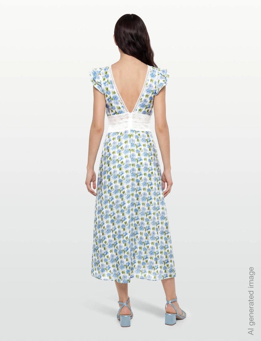 by Ti Mo - Linen V-Neck Dress - konfirmation - 786 - peony - 4