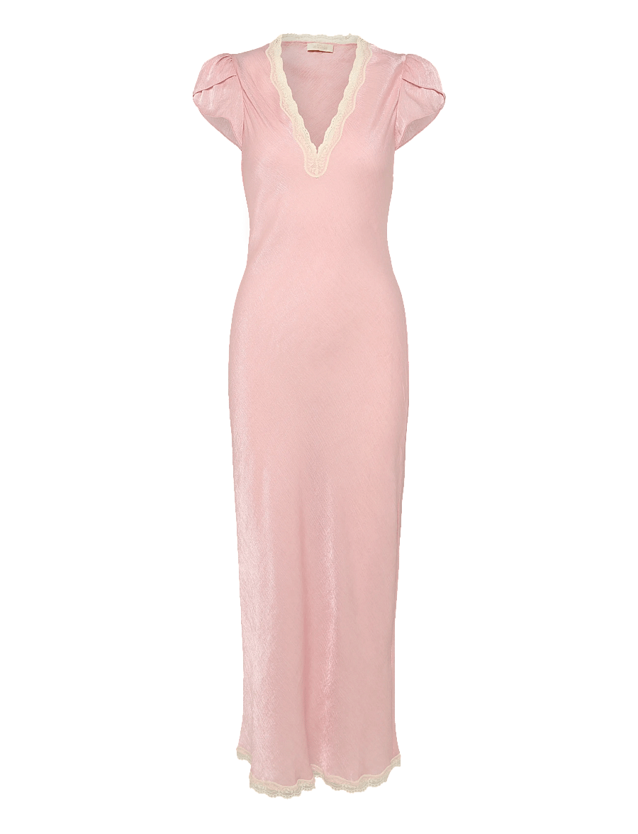 by Ti Mo - Shiny V-Neck Dress - stramme kjoler - 004 - dusty pink - 1