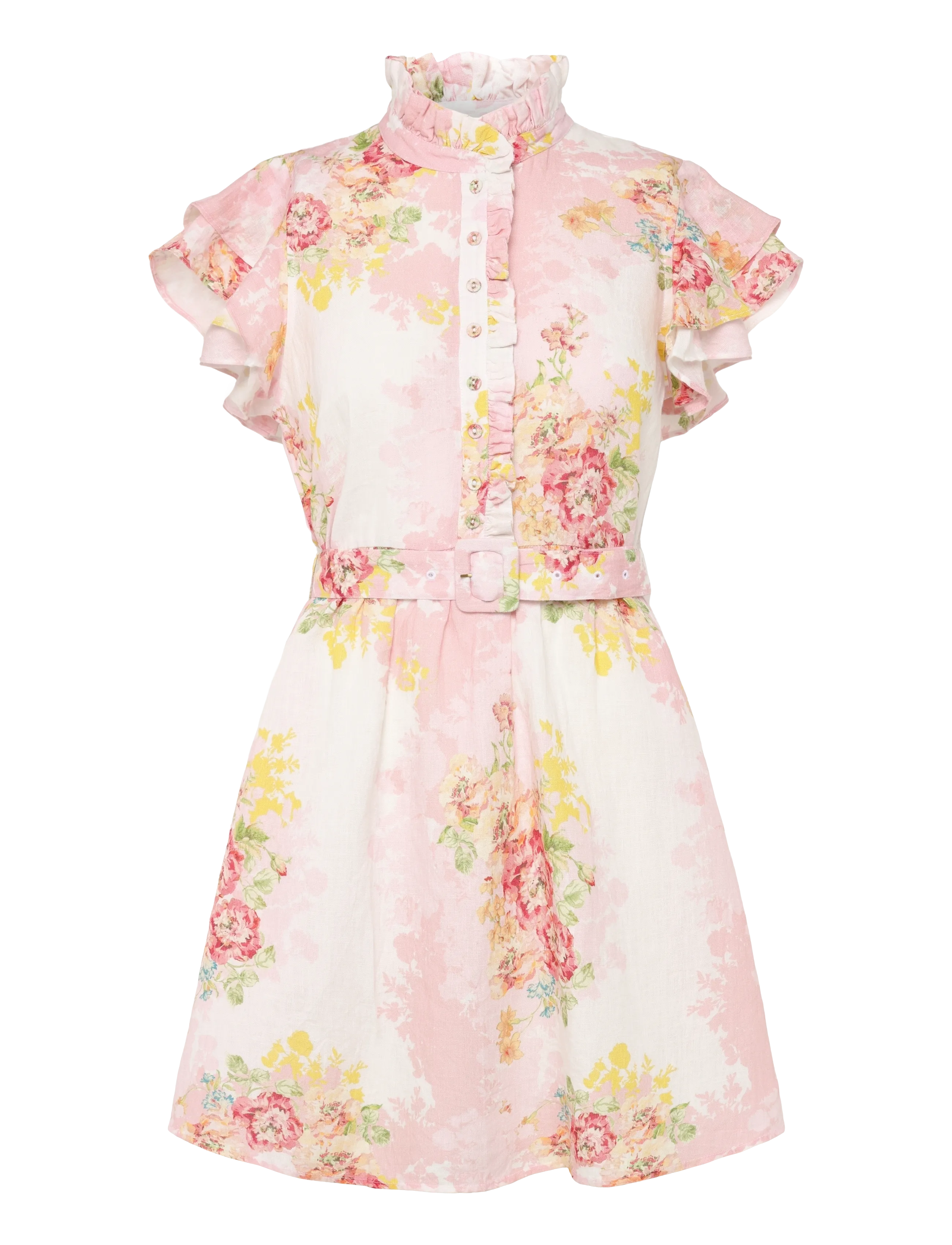 by Ti Mo Linen Ruffle Dress - Uus - 784 - ROSE AMORE / pink/rose