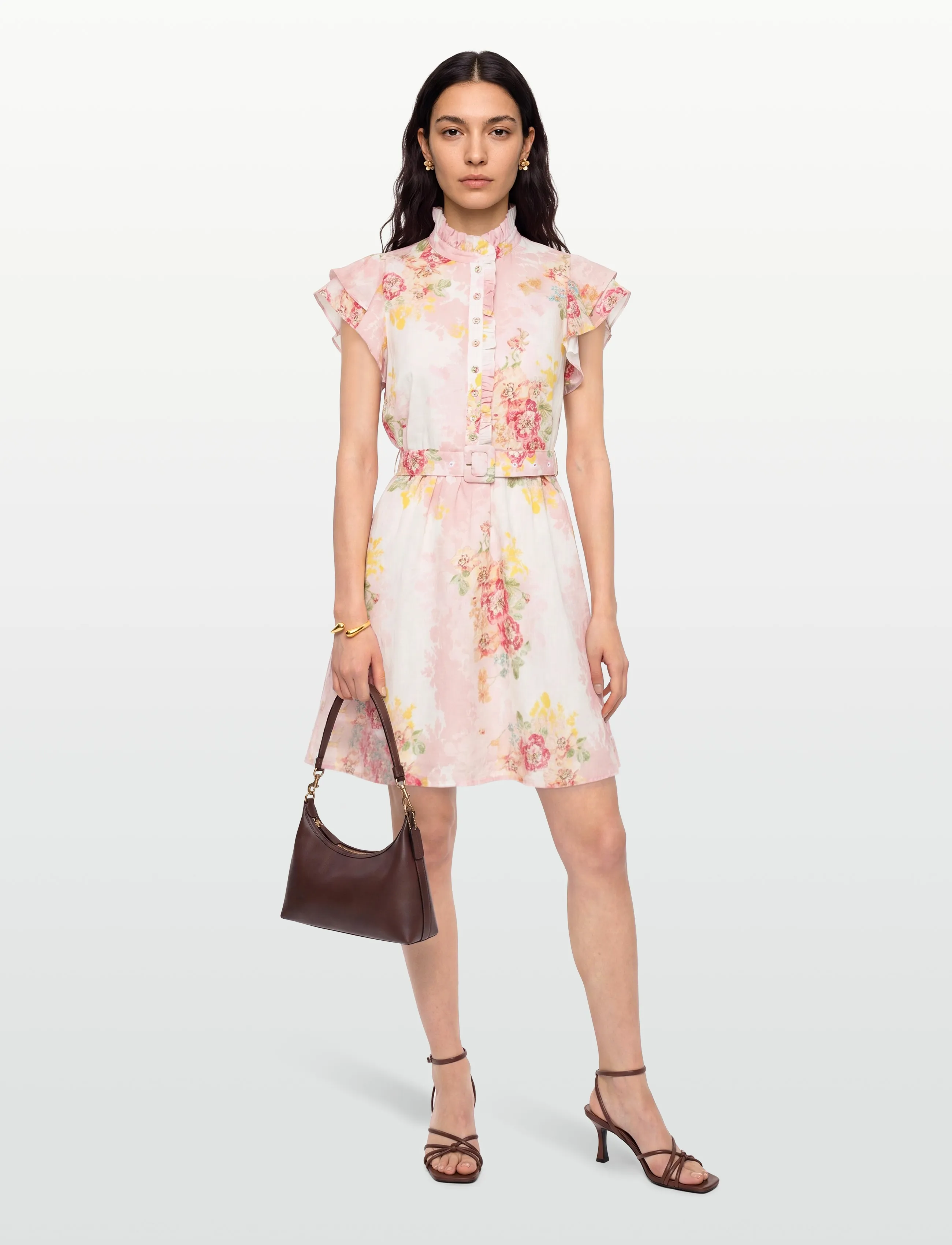 by Ti Mo Linen Ruffle Dress, S, Dresses, Rosa - Short Frauen