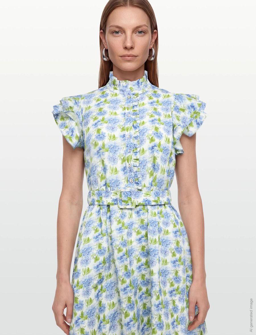 by Ti Mo - Linen Ruffle Dress - sommerkleider - 786 - peony - 3
