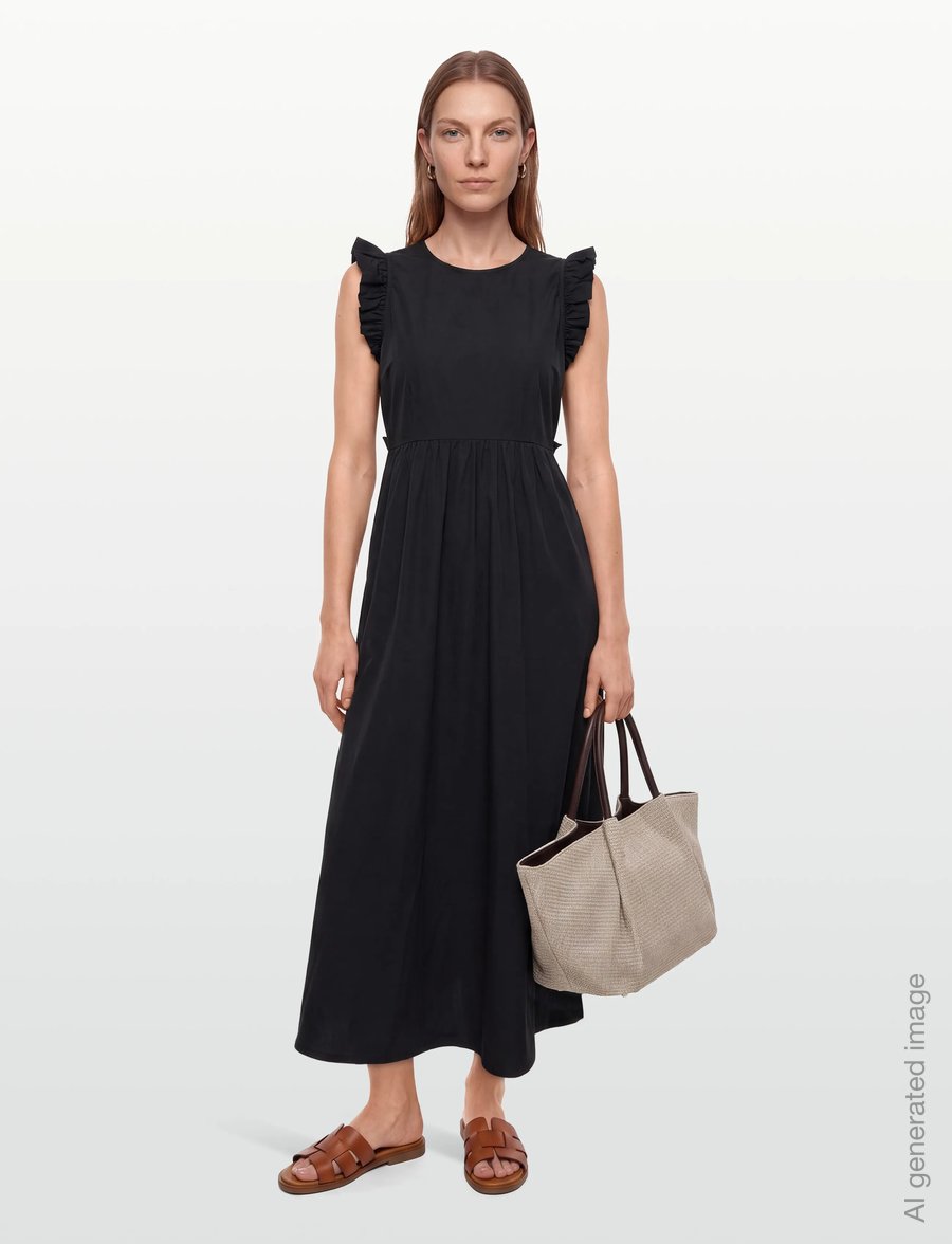 by Ti Mo - Cotton Taffeta Ruffle Dress - suvekleidid - 099 - black - 0