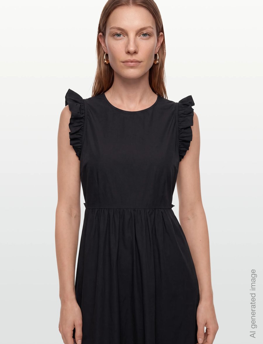 by Ti Mo - Cotton Taffeta Ruffle Dress - suvekleidid - 099 - black - 3