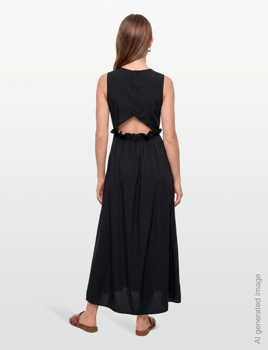by Ti Mo - Cotton Taffeta Ruffle Dress - suvekleidid - 099 - black - 4