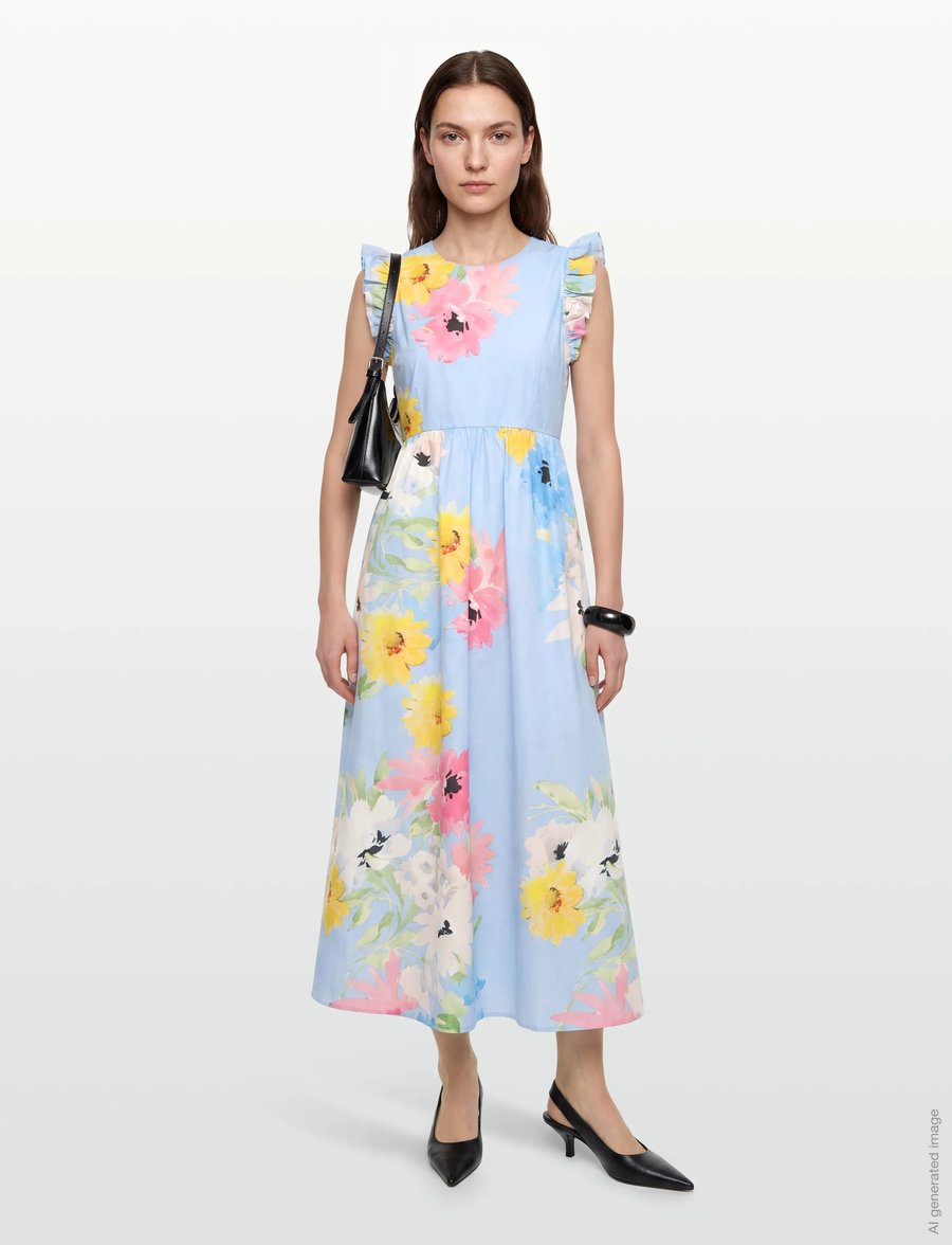 by Ti Mo - Cotton Taffeta Ruffle Dress - sommerkleider - 788 - sky breeze - 0