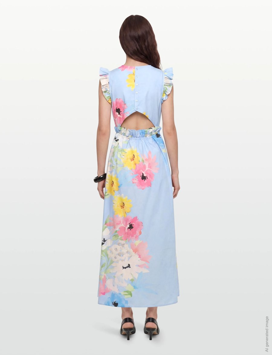 by Ti Mo - Cotton Taffeta Ruffle Dress - sommerkleider - 788 - sky breeze - 4