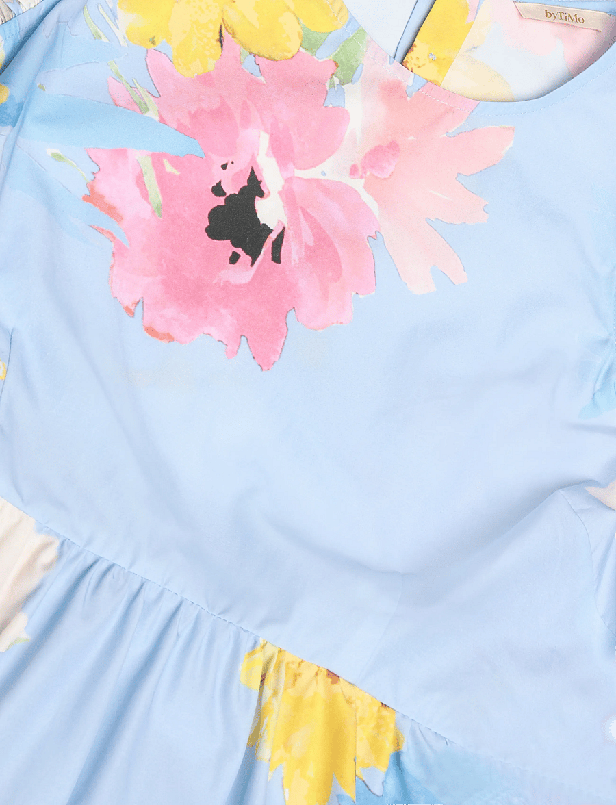 by Ti Mo - Cotton Taffeta Ruffle Dress - 788 - sky breeze - 2