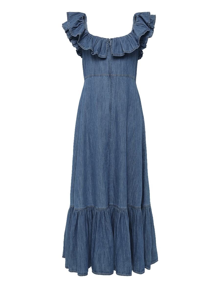 by Ti Mo - Denim Ruffle Dress - 091 - dark blue - 2