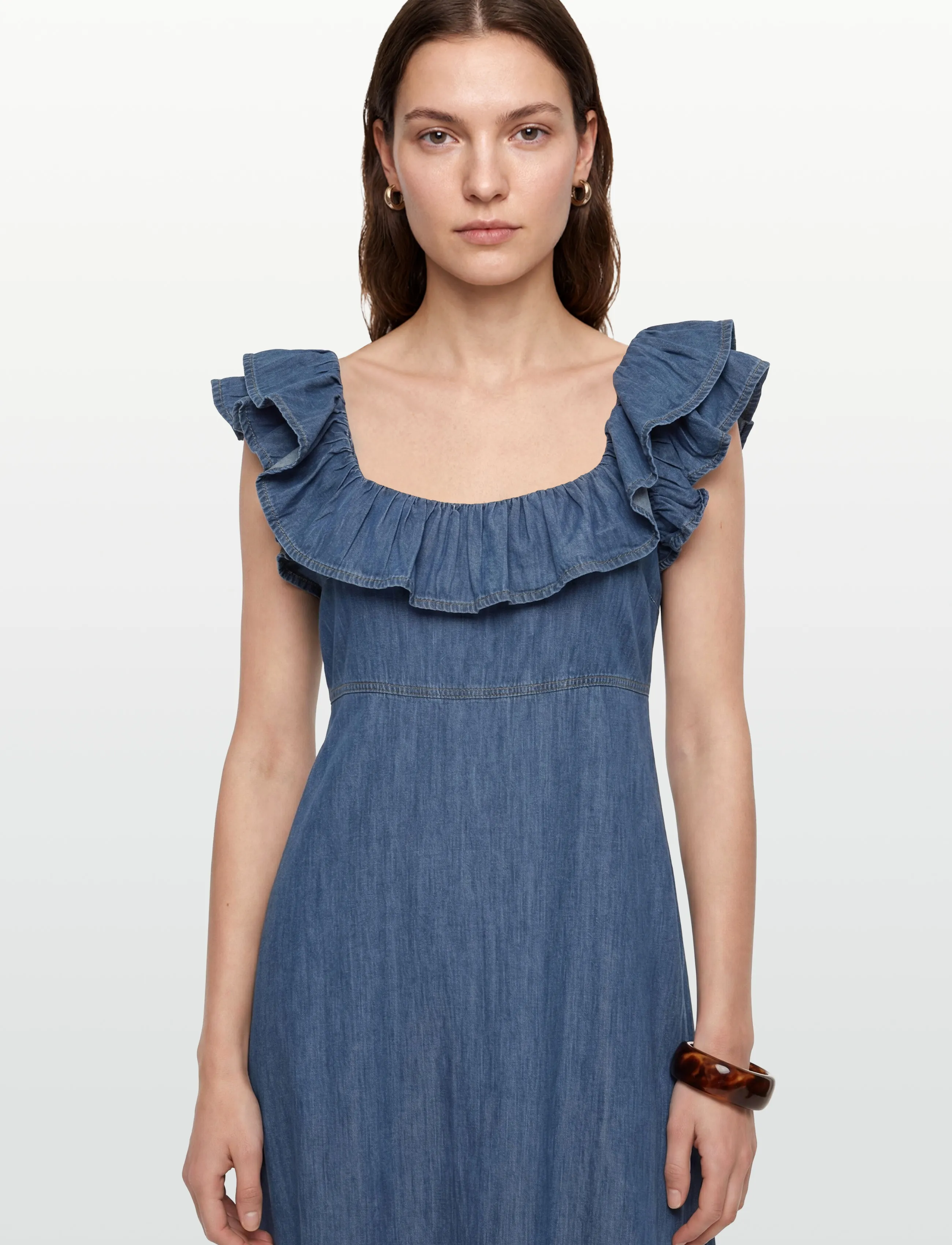 by Ti Mo - Denim Ruffle Dress - 091 - dark blue - 3