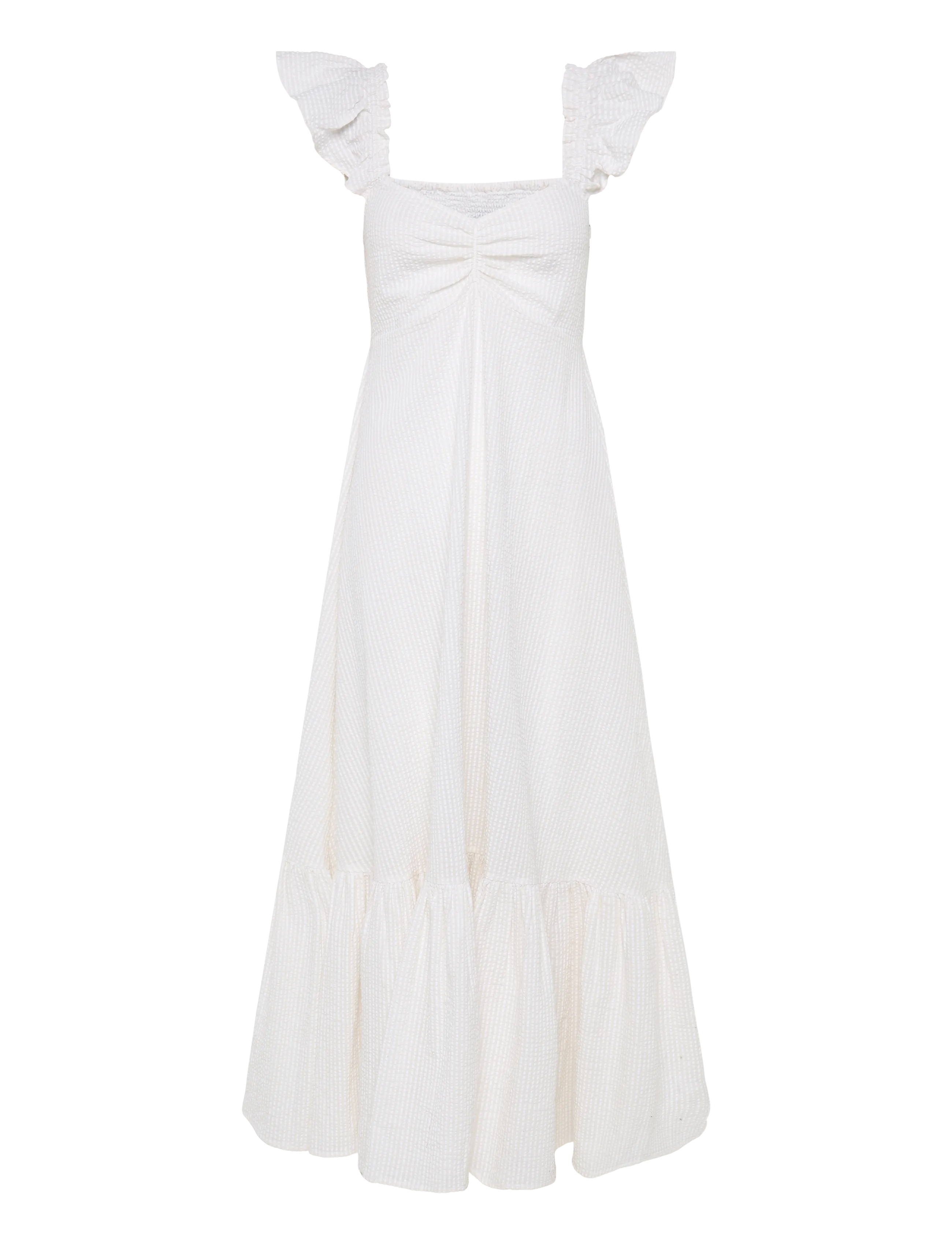 by Ti Mo - Seersucker Ruffle Dress - 003 - off white - 1