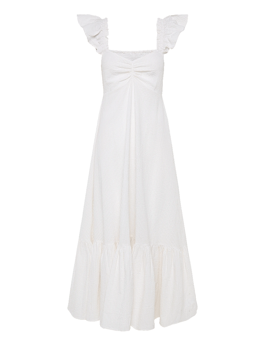 by Ti Mo - Seersucker Ruffle Dress - 003 - off white - 1