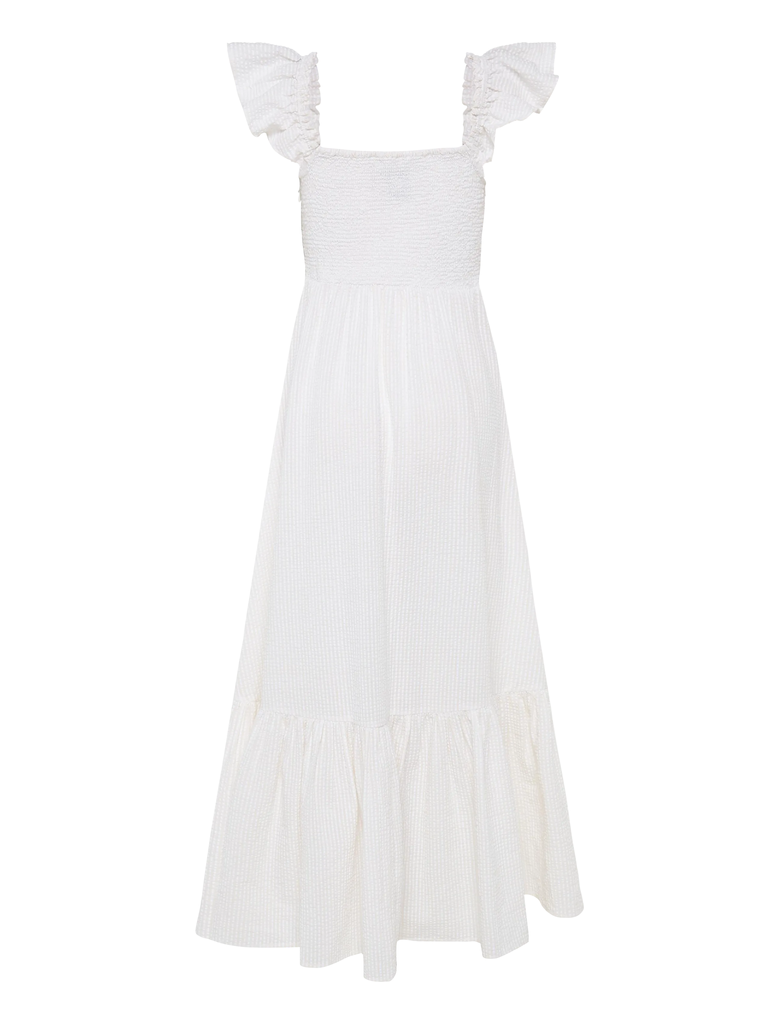 by Ti Mo - Seersucker Ruffle Dress - 003 - off white - 2