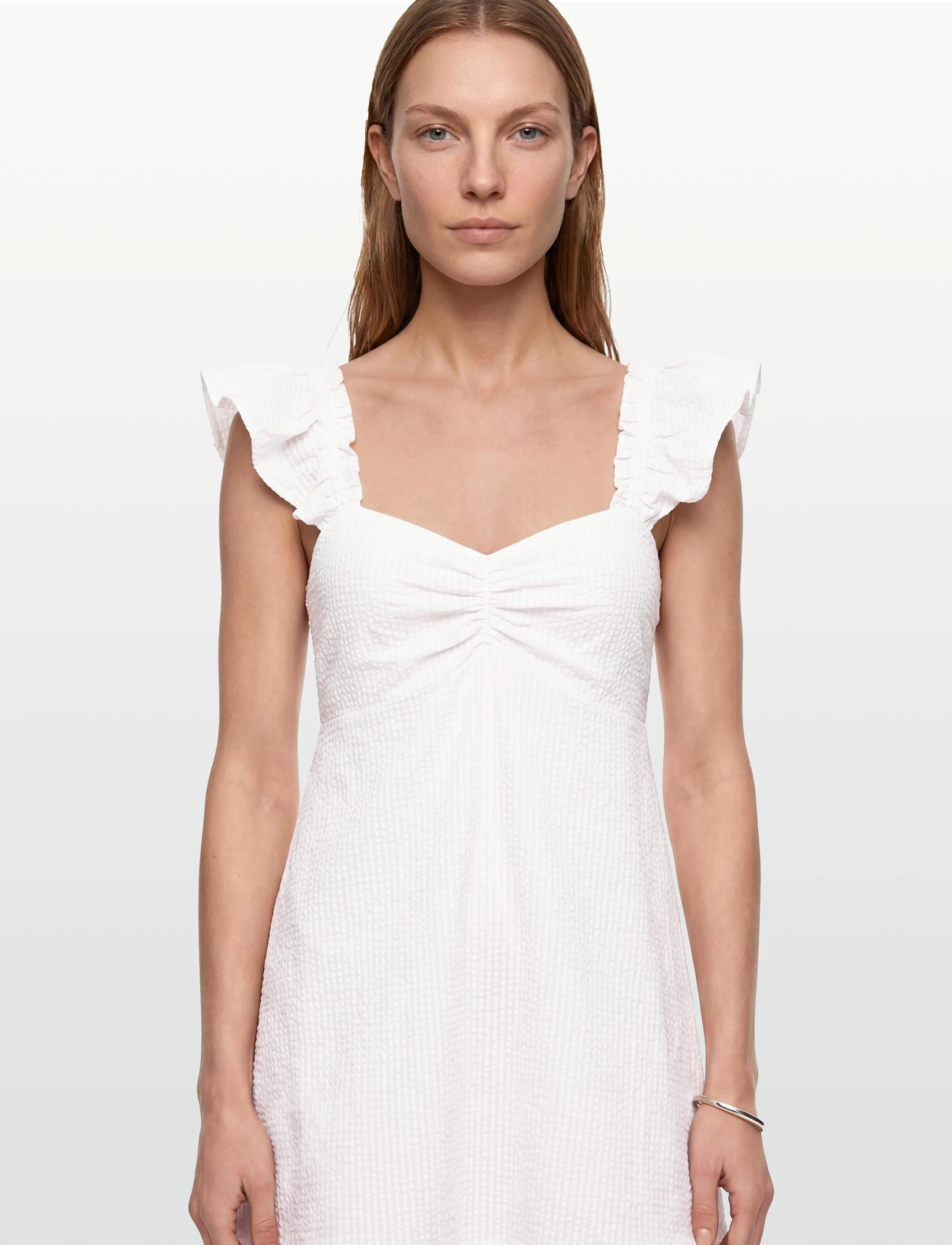 by Ti Mo - Seersucker Ruffle Dress - 003 - off white - 3