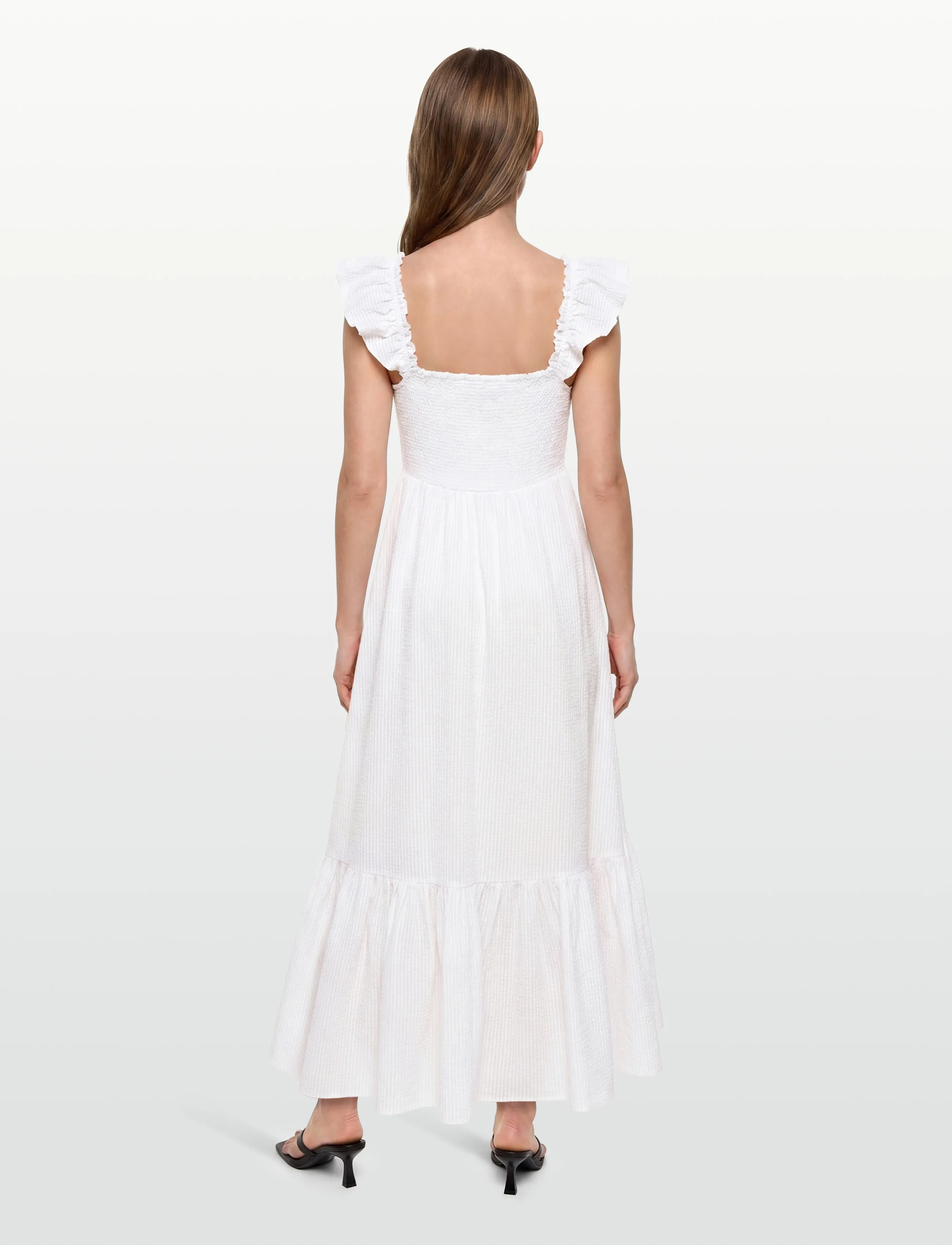 by Ti Mo - Seersucker Ruffle Dress - 003 - off white - 4