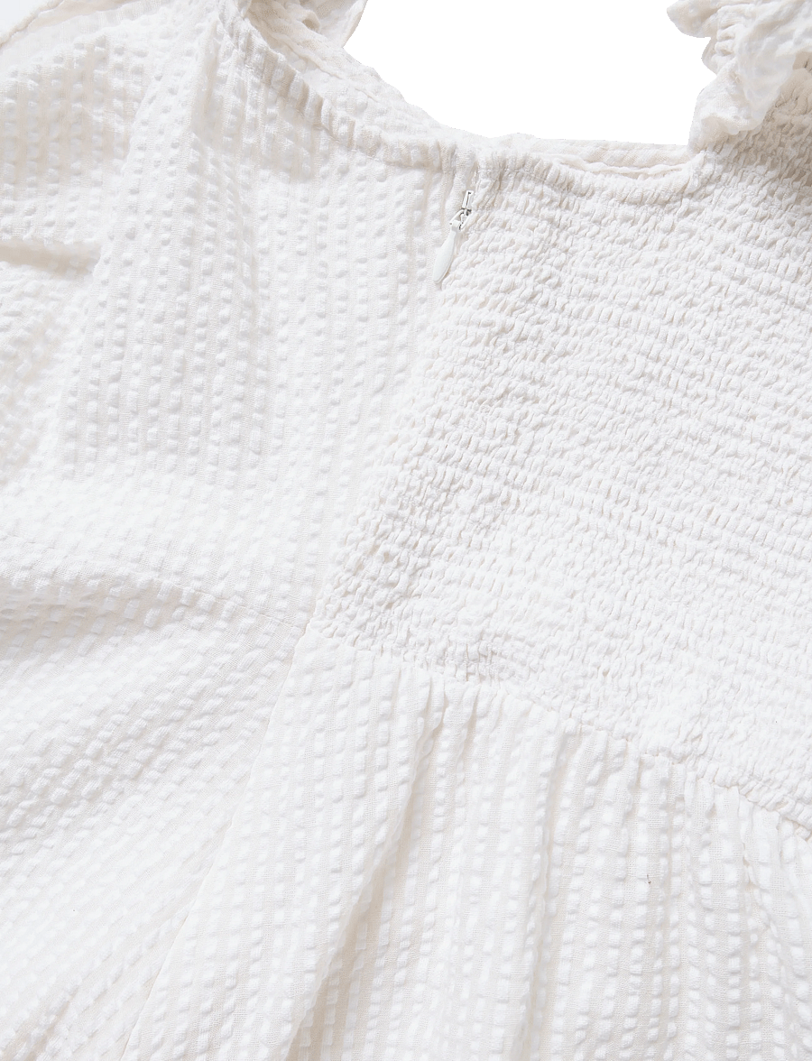 by Ti Mo - Seersucker Ruffle Dress - konfirmation - 003 - off white - 5