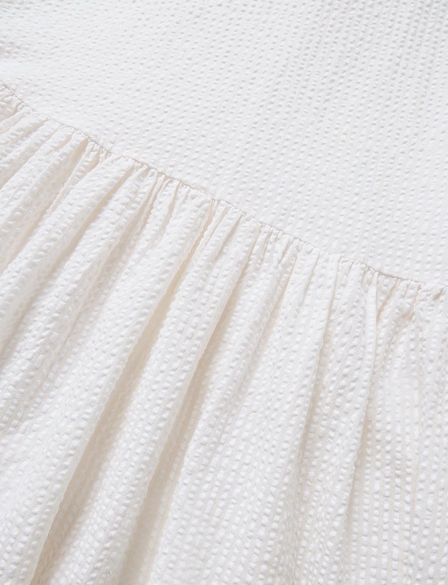 by Ti Mo - Seersucker Ruffle Dress - 003 - off white - 5