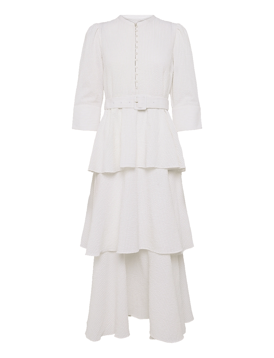 by Ti Mo - Seersucker Flounce Dress - suvekleidid - 003 - off white - 0