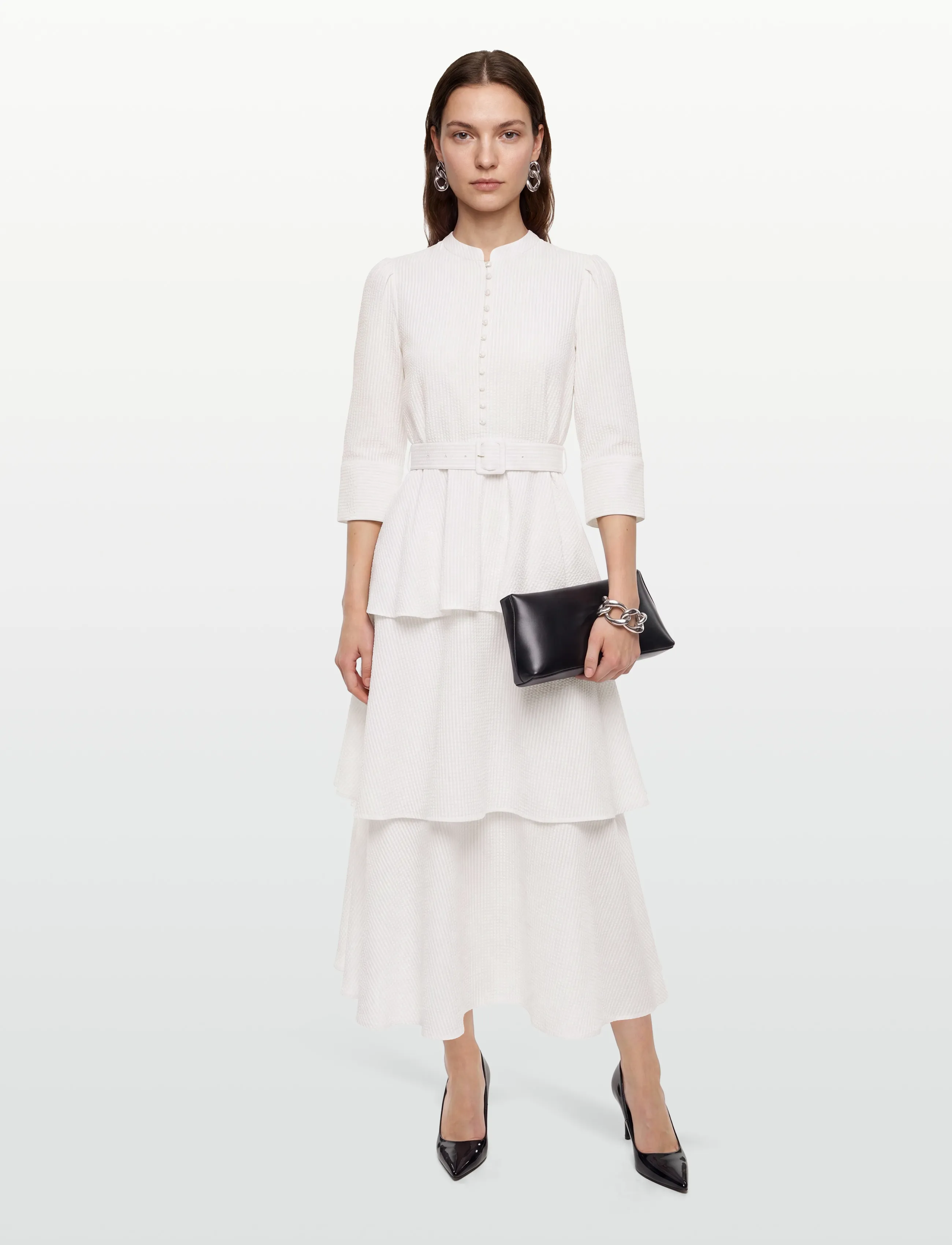 by Ti Mo Seersucker Flounce Dress - Klänningar - 003 - OFF WHITE / white