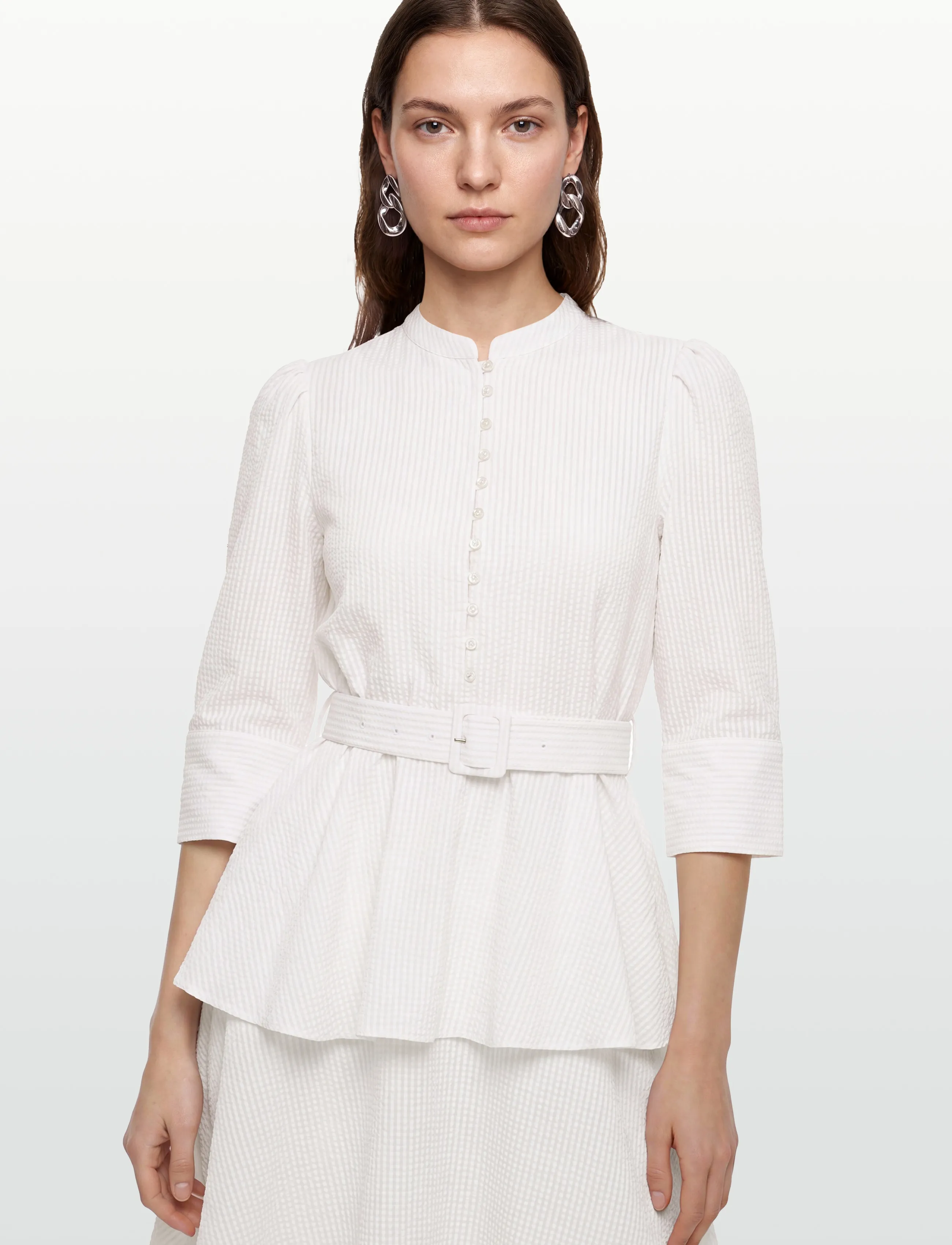 by Ti Mo - Seersucker Flounce Dress - sommarklänningar - 003 - off white - 3