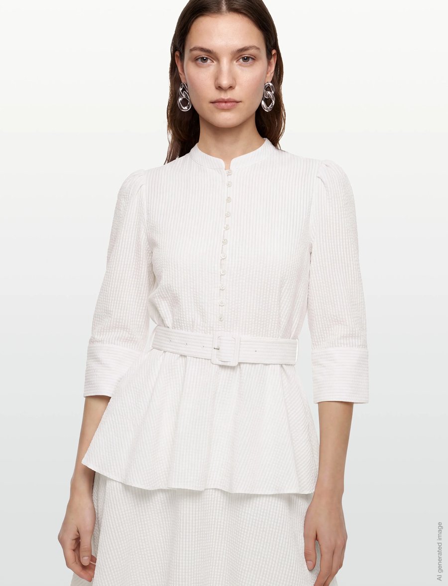 by Ti Mo - Seersucker Flounce Dress - sommarklänningar - 003 - off white - 3