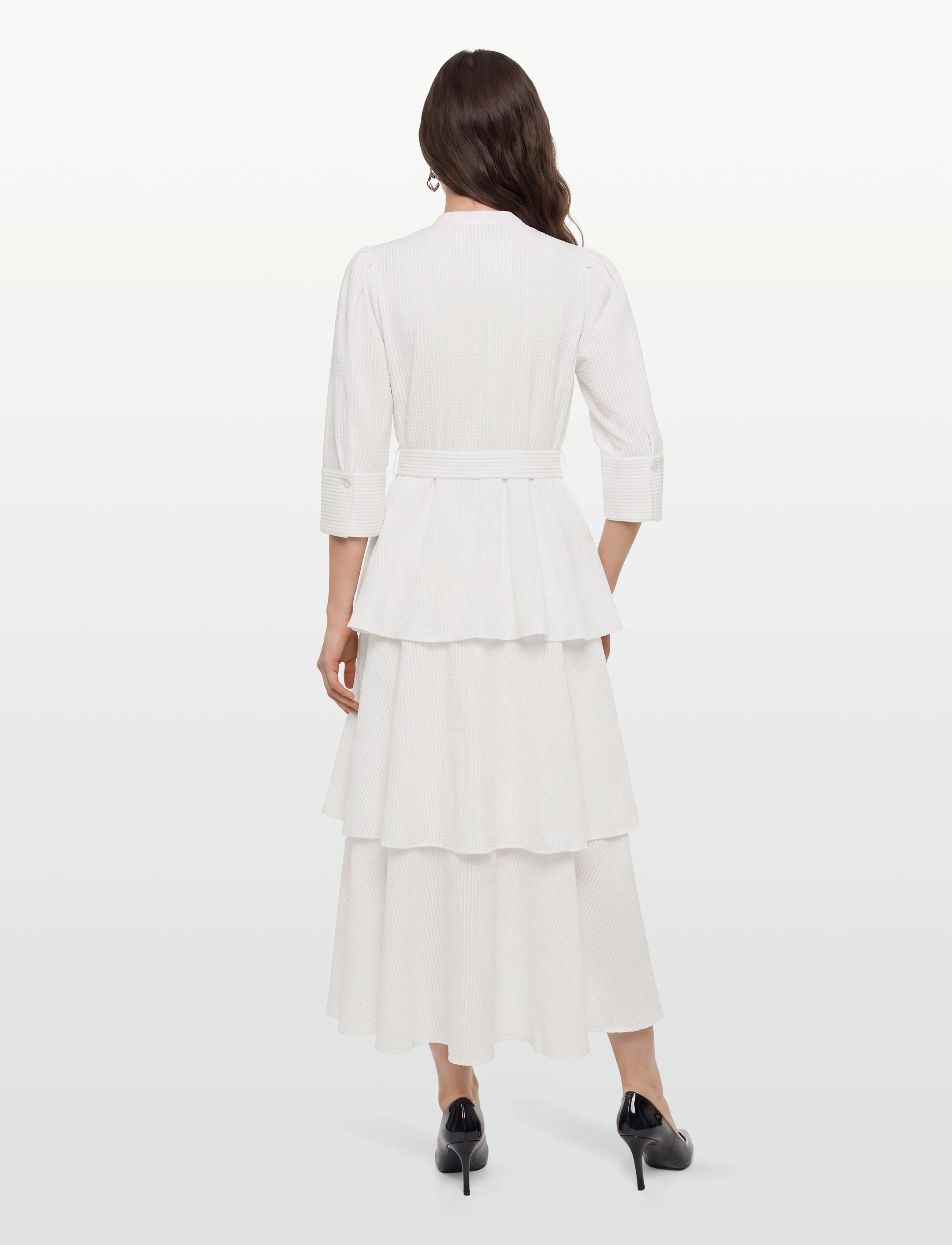 by Ti Mo - Seersucker Flounce Dress - sommarklänningar - 003 - off white - 4
