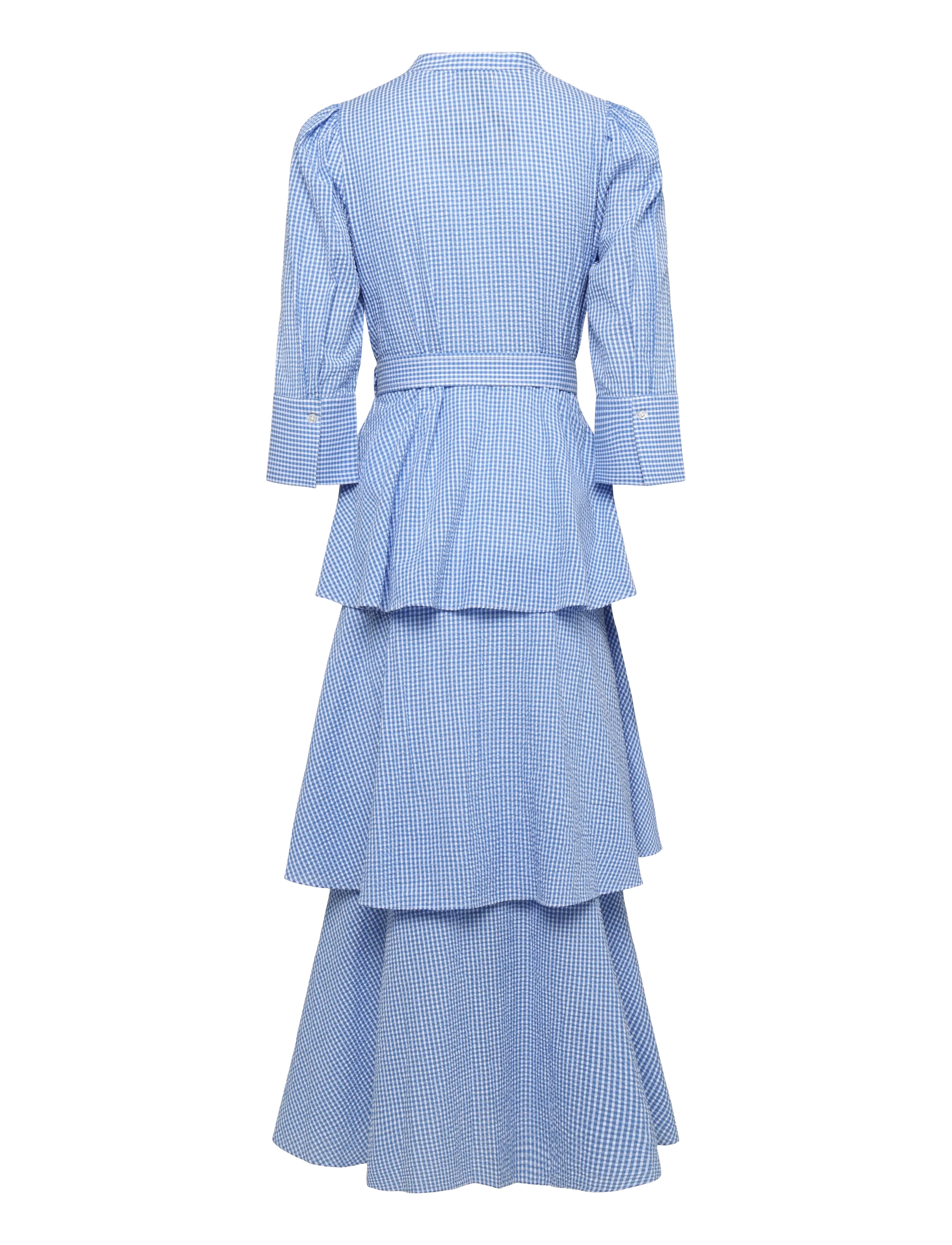 by Ti Mo - Seersucker Flounce Dress - 975 - blue checks - 1