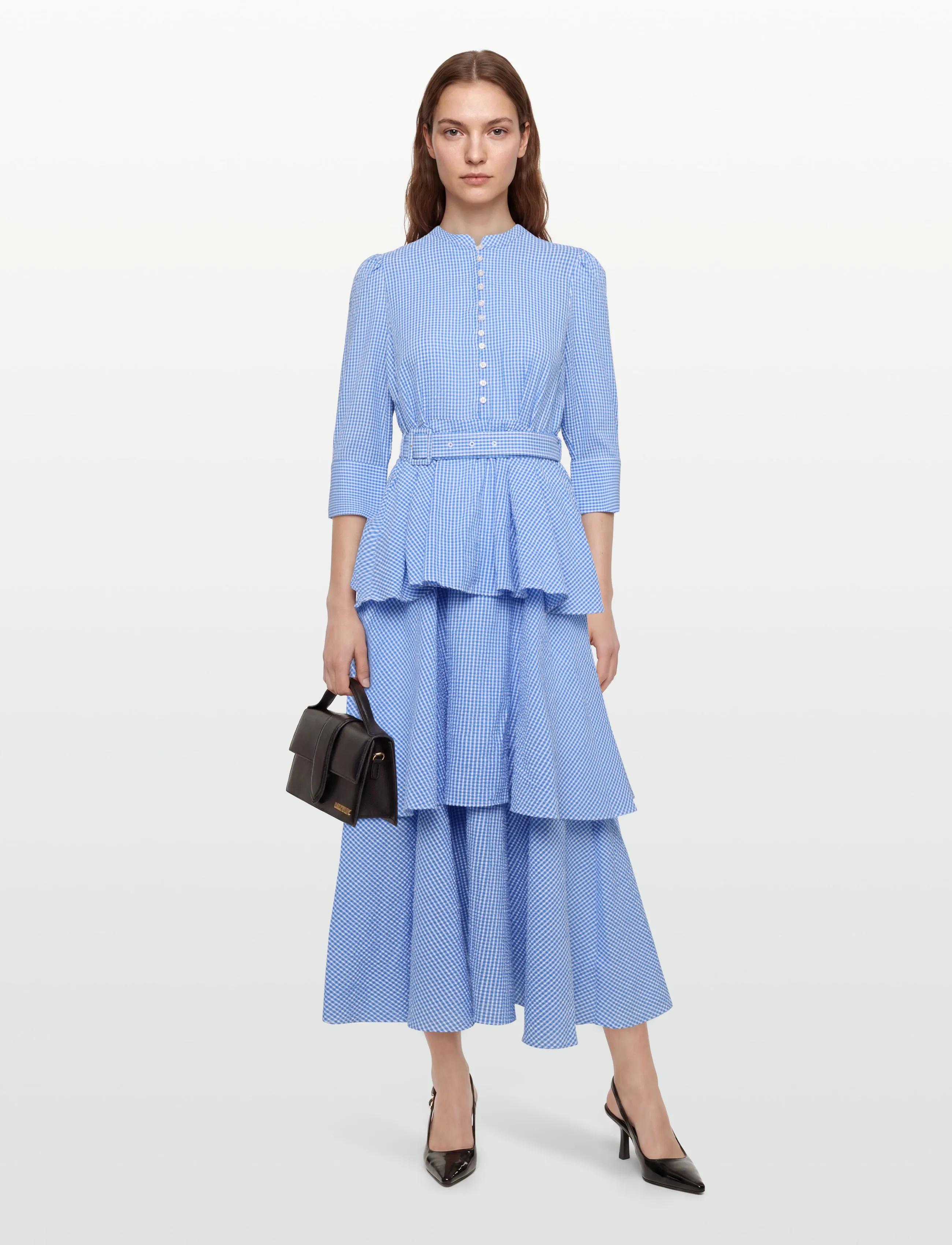 by Ti Mo Seersucker Flounce Dress - Dresses - 975 - BLUE CHECKS / blue
