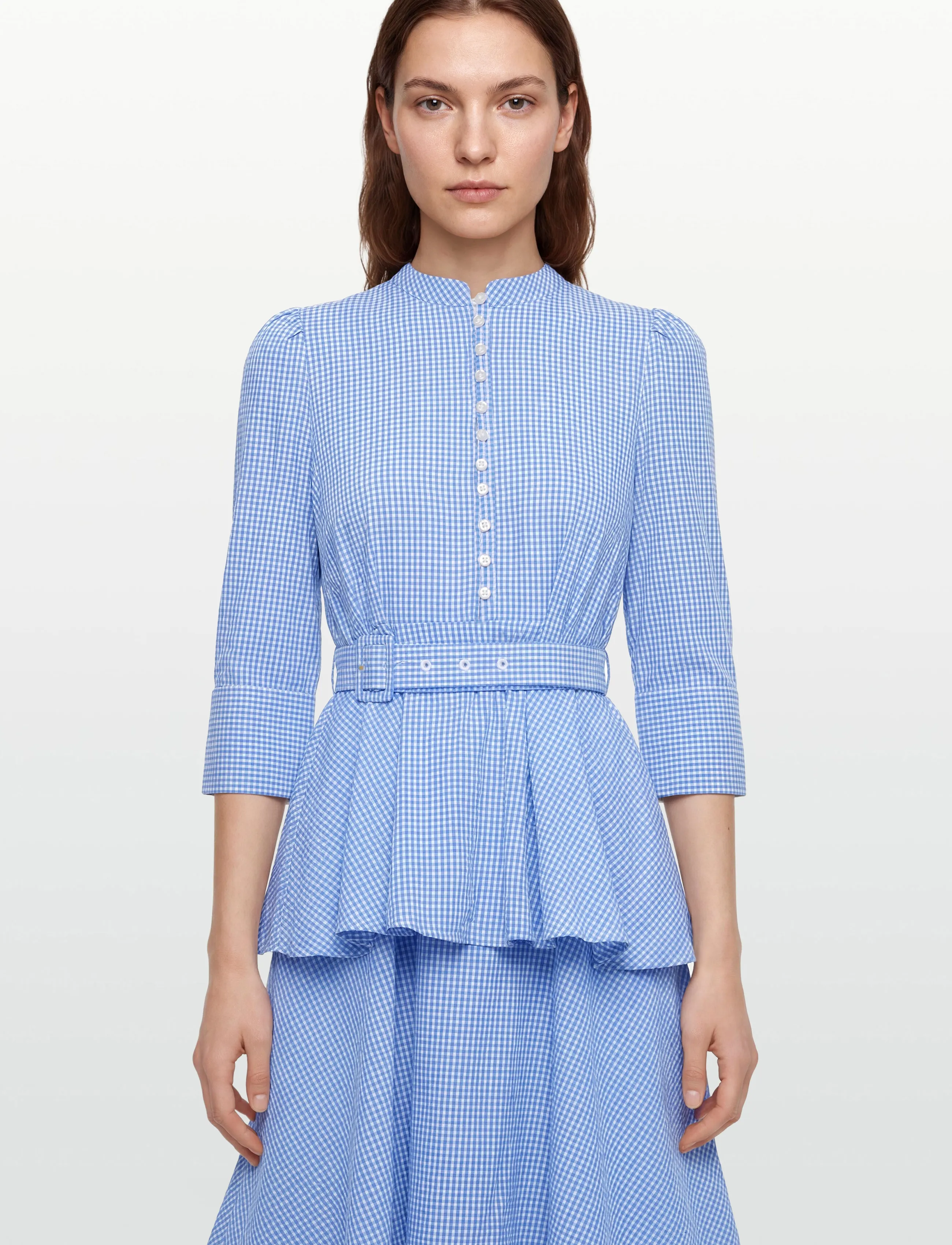 by Ti Mo - Seersucker Flounce Dress - 975 - blue checks - 3