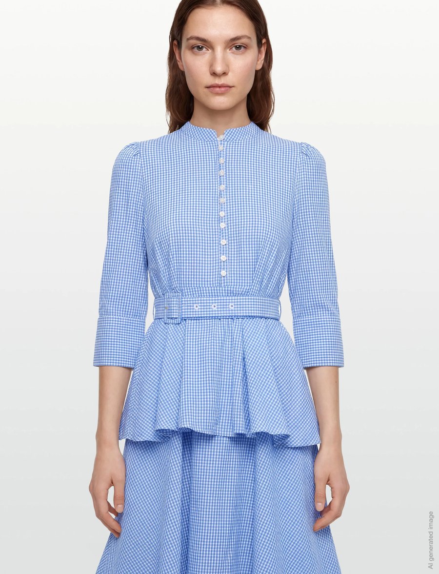 by Ti Mo - Seersucker Flounce Dress - sommerkleider - 975 - blue checks - 3