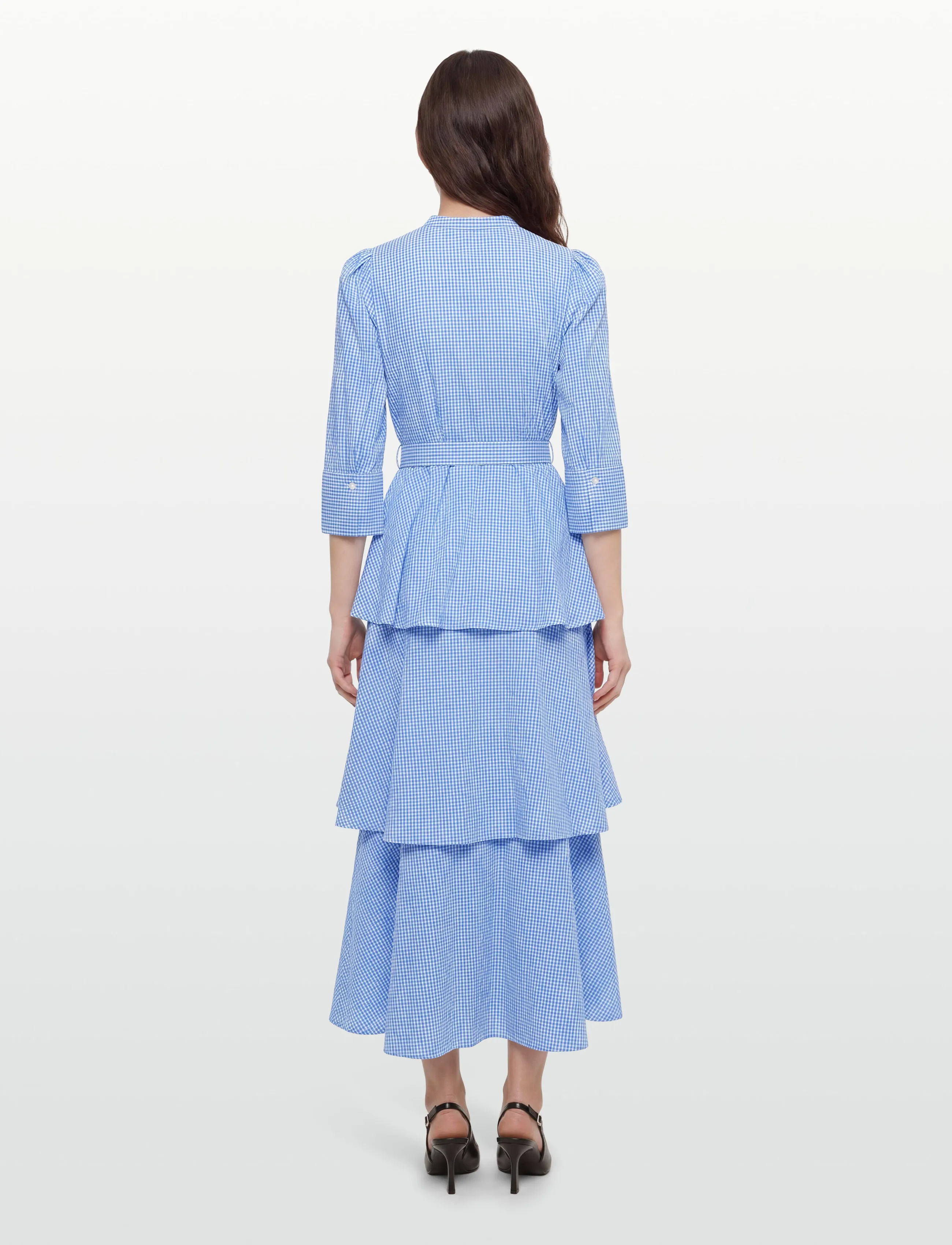 by Ti Mo - Seersucker Flounce Dress - 975 - blue checks - 4