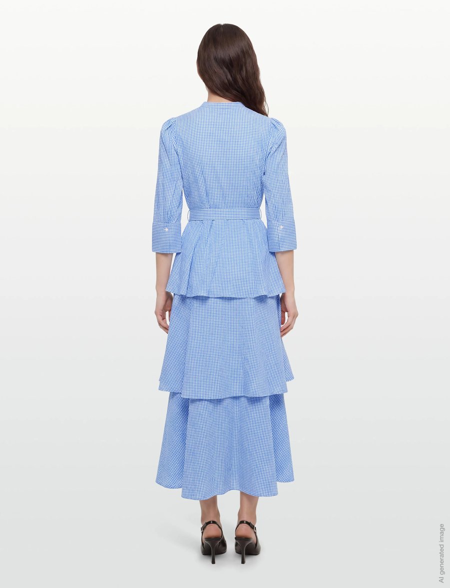 by Ti Mo - Seersucker Flounce Dress - sommerkleider - 975 - blue checks - 4
