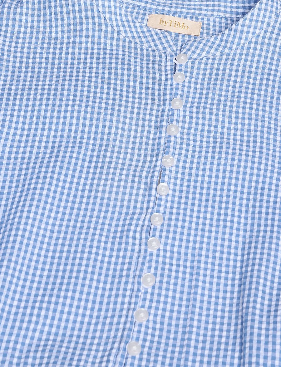 by Ti Mo - Seersucker Flounce Dress - 975 - blue checks - 2
