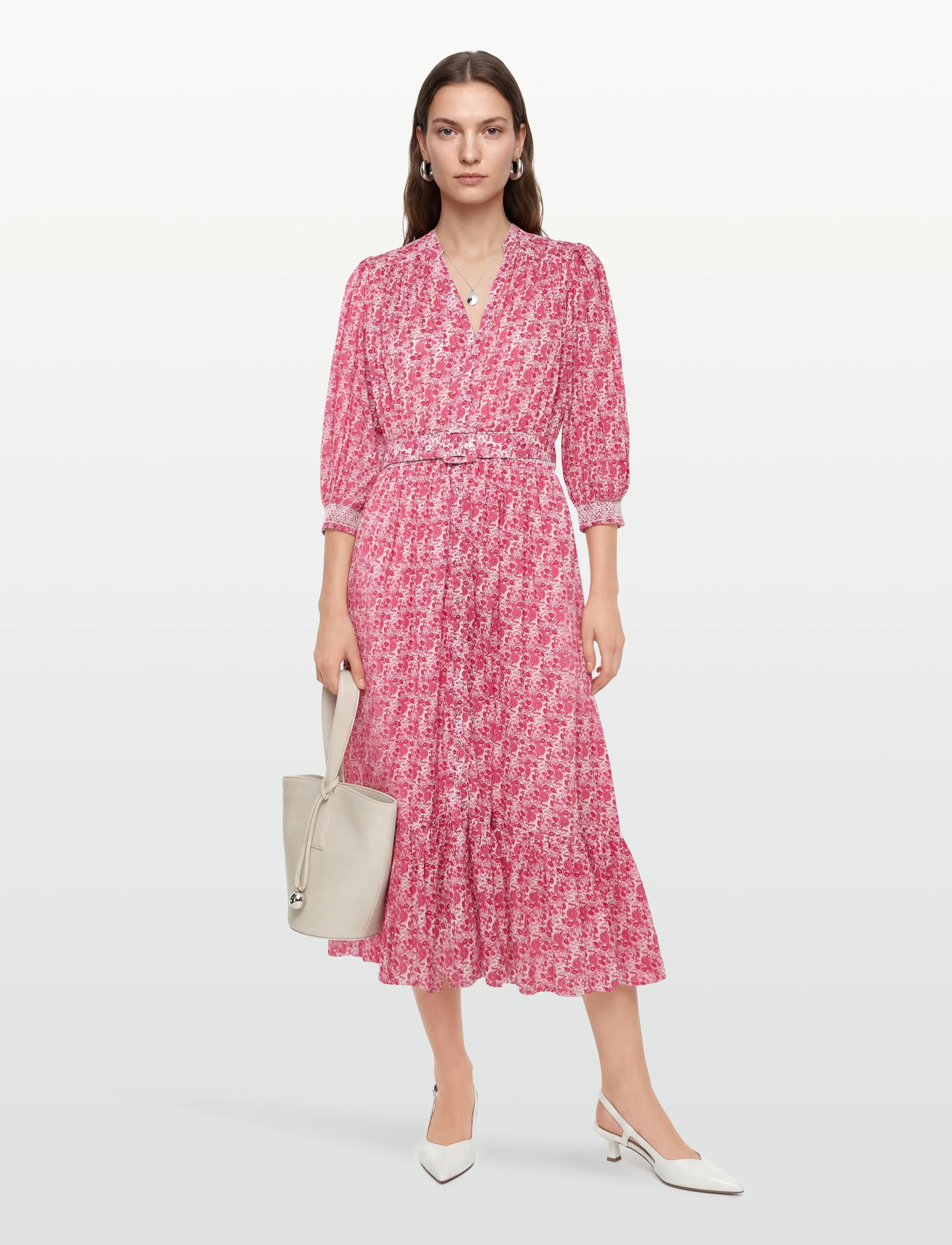 by Ti Mo Twisted Midi Dress, M, Pink, Kjoler > Knælange Og Midi, Dame