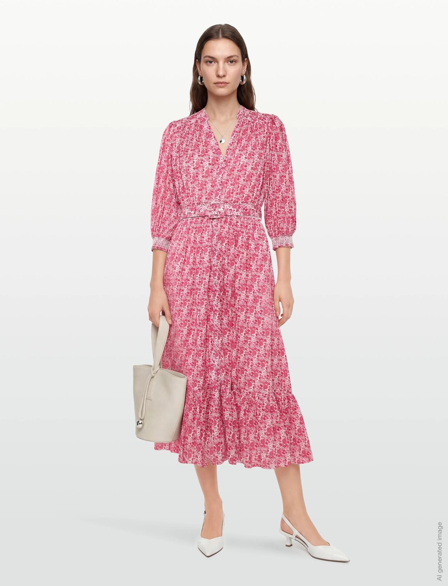 by Ti Mo - Twisted Midi Dress - zomerjurken - 738 - wildflowers - 0