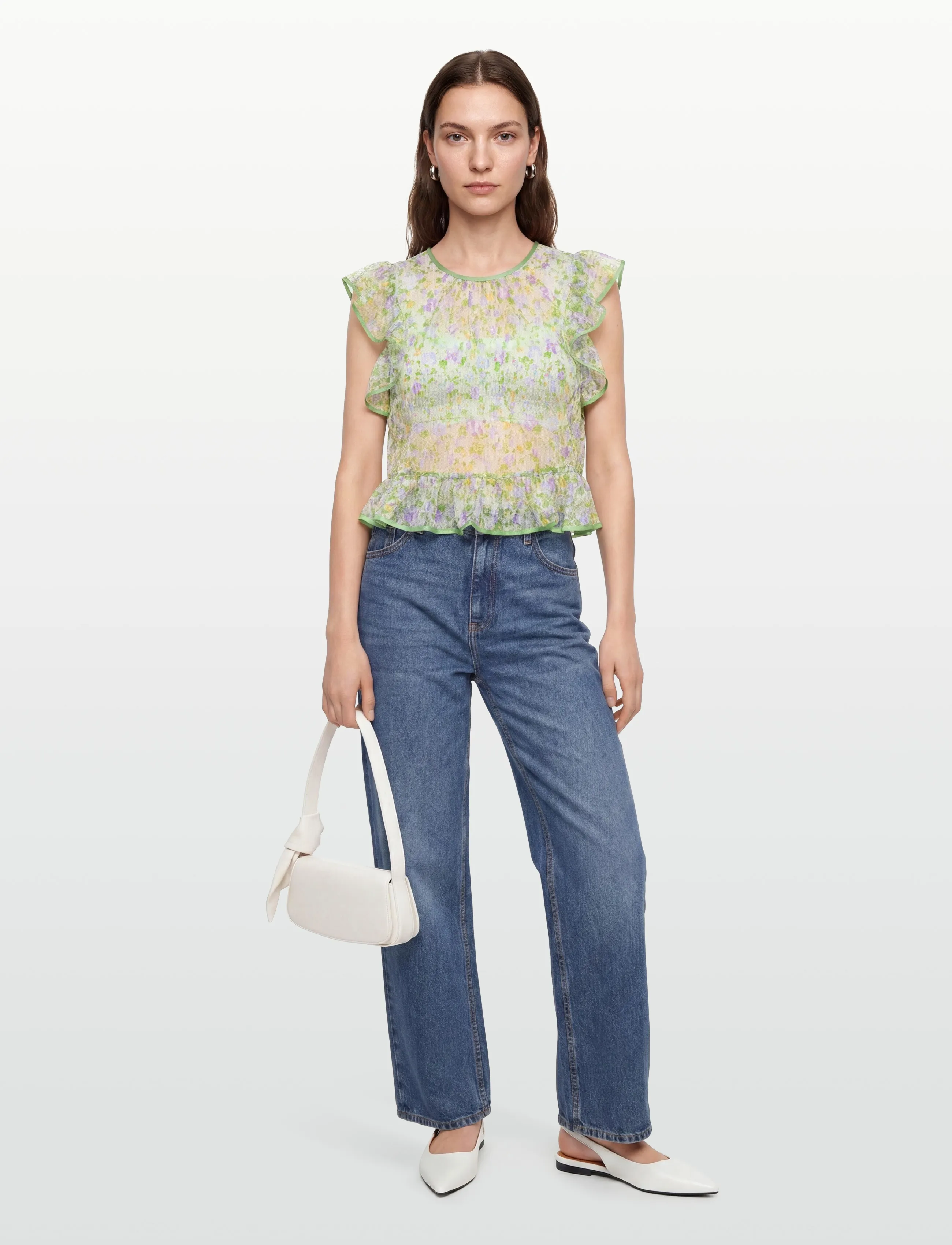 by Ti Mo Lace Ruffle Top - Ärmellose Blusen - 812 - VIOLA / cream