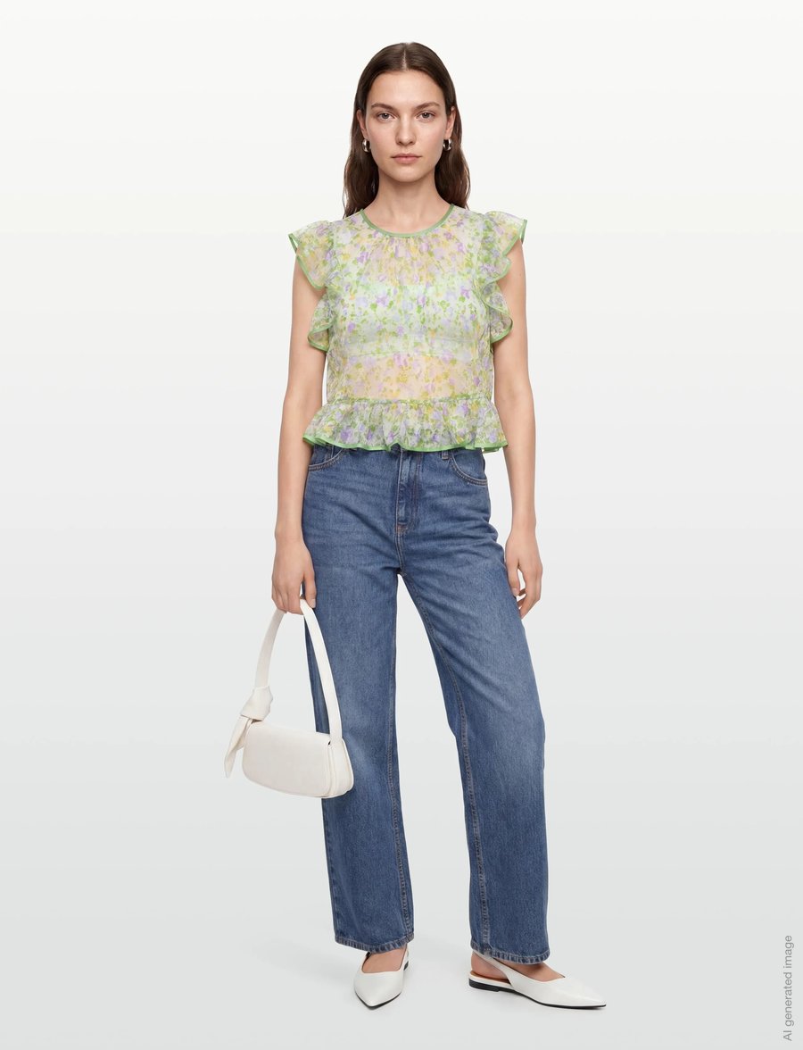 by Ti Mo - Lace Ruffle Top - varrukateta pluusid - 812 - viola - 0