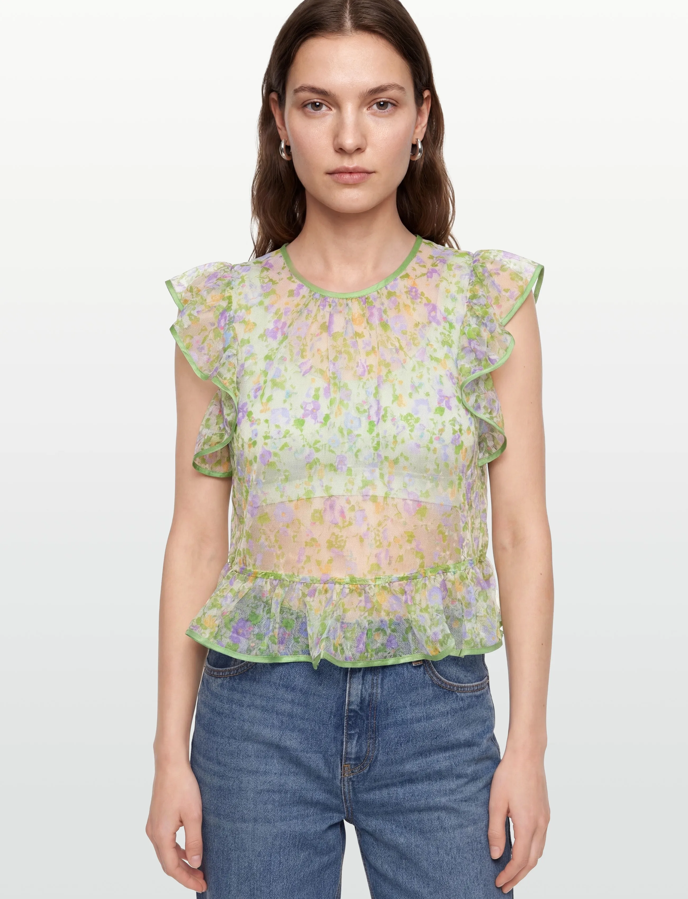 by Ti Mo - Lace Ruffle Top - varrukateta pluusid - 812 - viola - 3