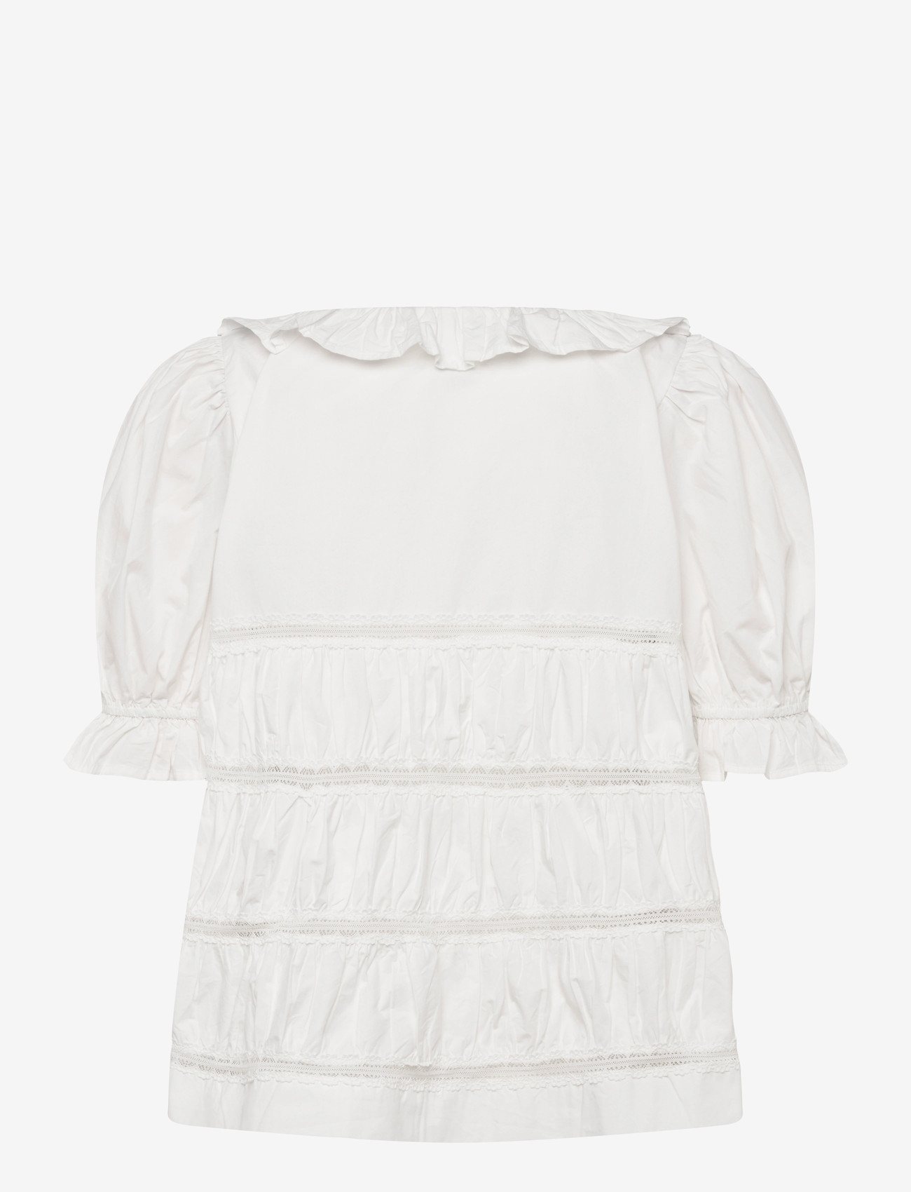 by Ti Mo - Poplin Bow Blouse - kortærmede bluser - 001 - white - 1