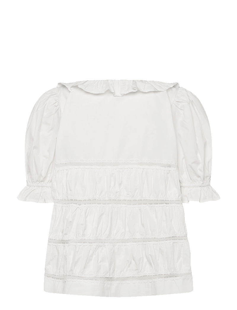 by Ti Mo - Poplin Bow Blouse - kortærmede bluser - 001 - white - 1