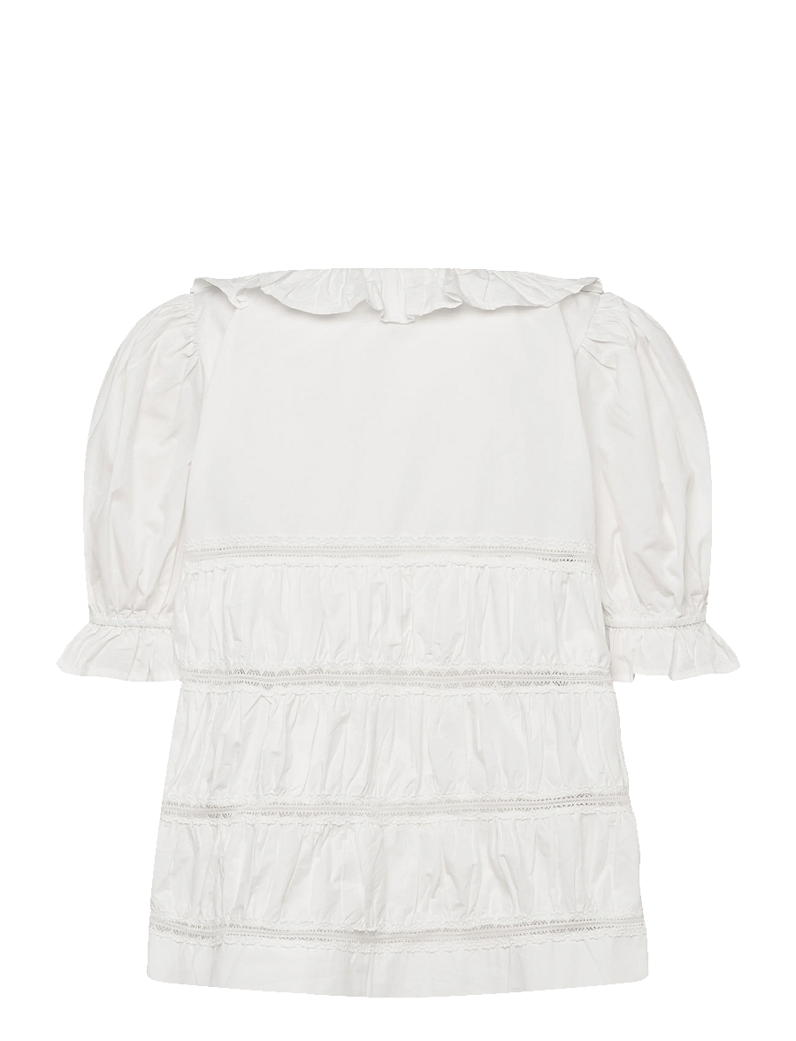 by Ti Mo - Poplin Bow Blouse - kortärmade blusar - 001 - white - 2