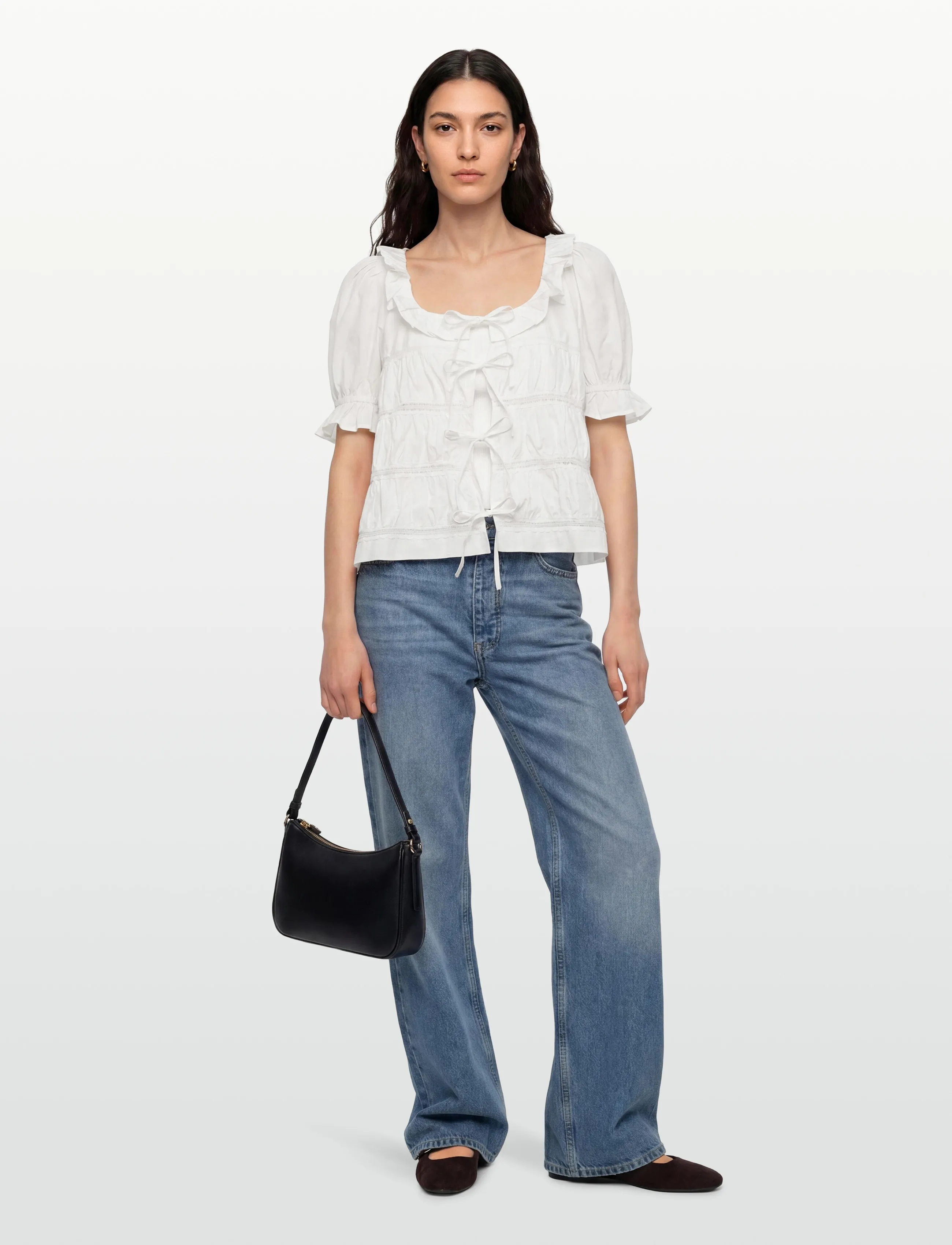 by Ti Mo Poplin Bow Blouse - Blusar - 001 - WHITE / white