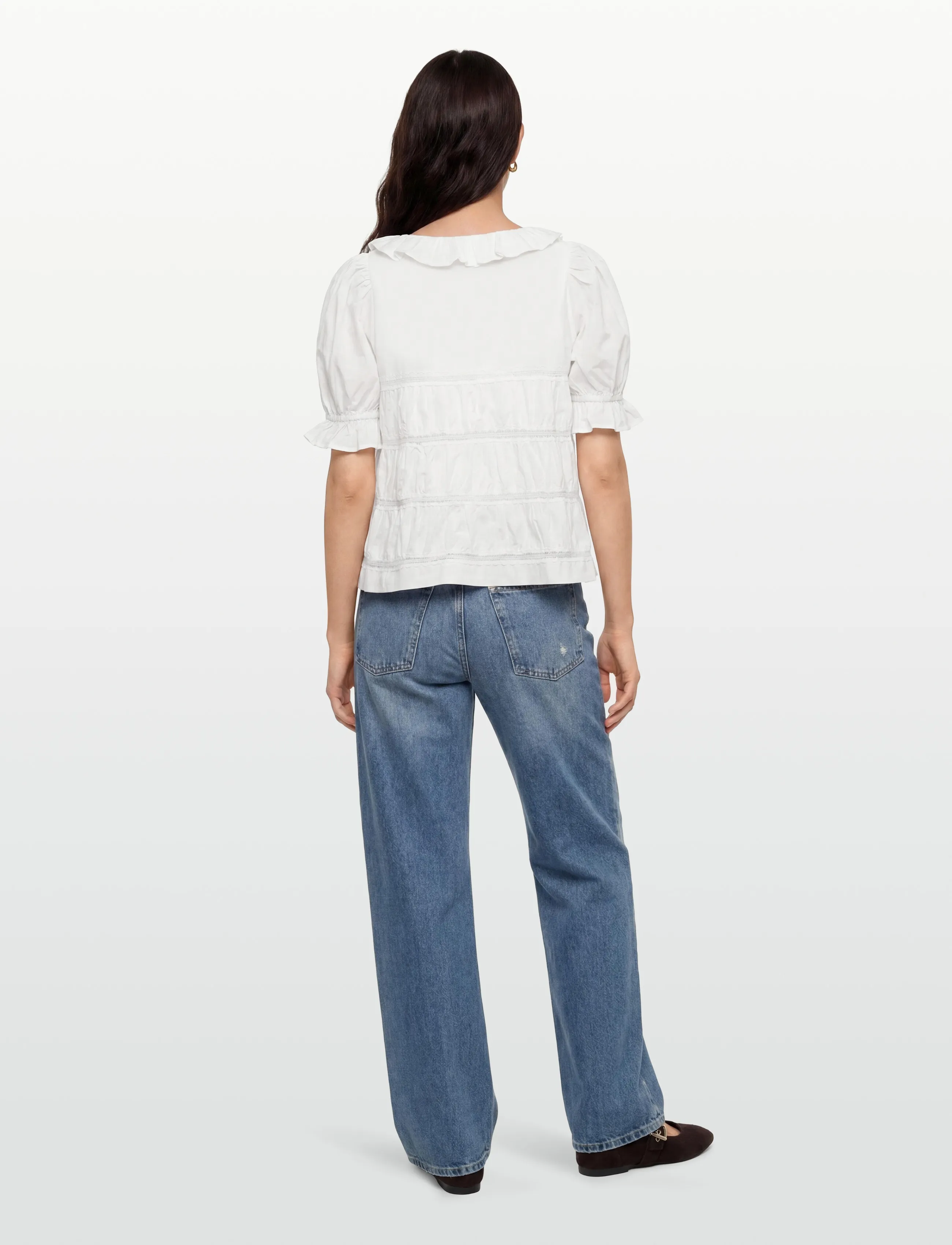 by Ti Mo - Poplin Bow Blouse - kortärmade blusar - 001 - white - 4