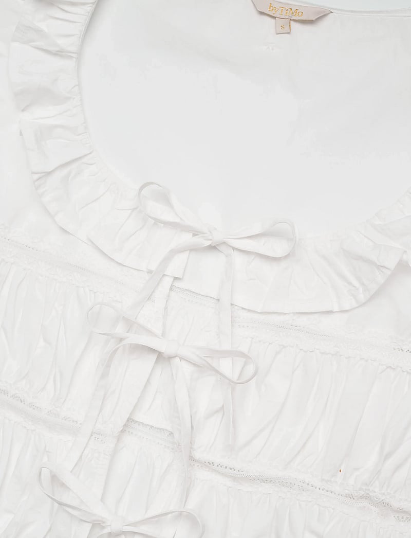 by Ti Mo - Poplin Bow Blouse - kortærmede bluser - 001 - white - 2