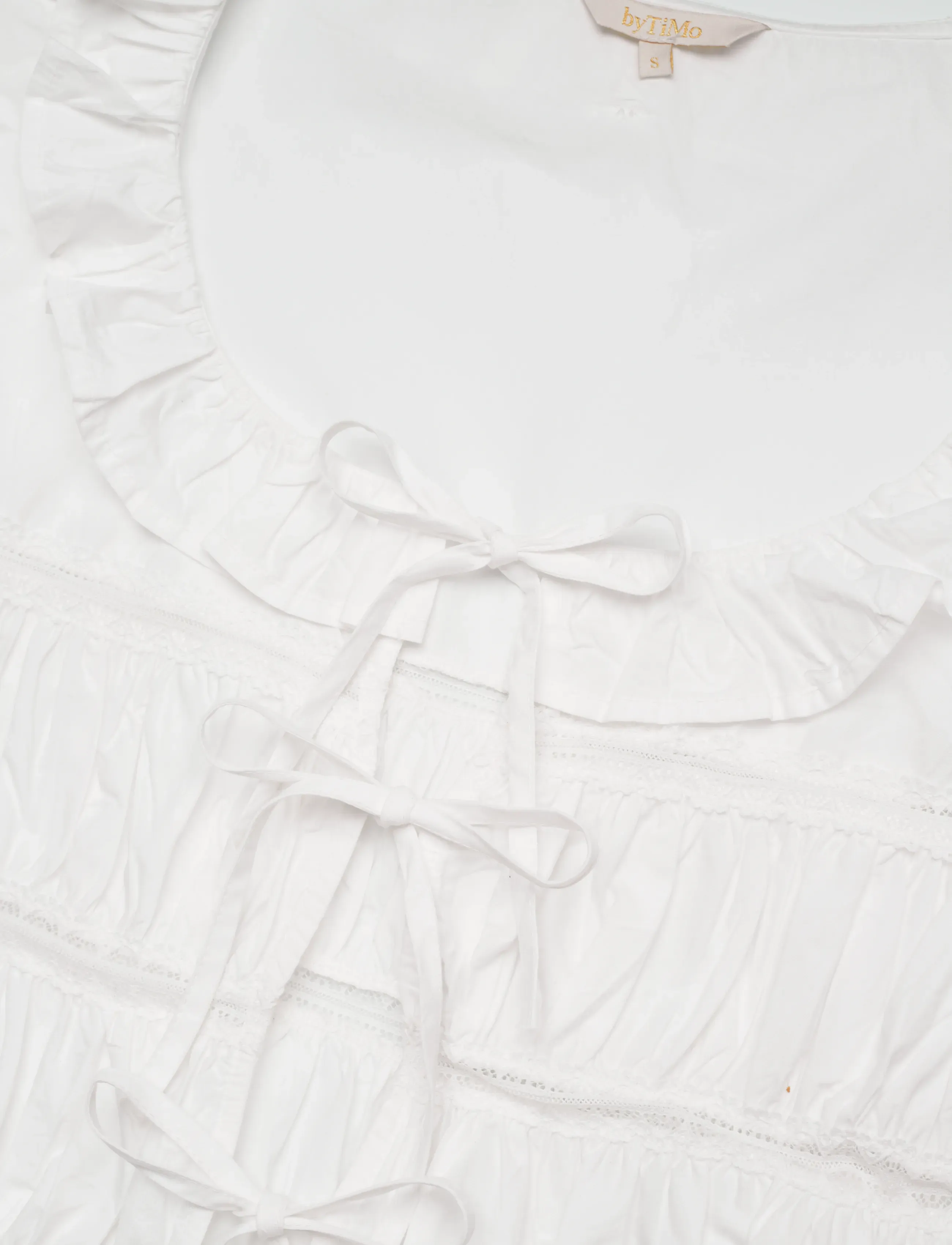 by Ti Mo - Poplin Bow Blouse - kortärmade blusar - 001 - white - 5